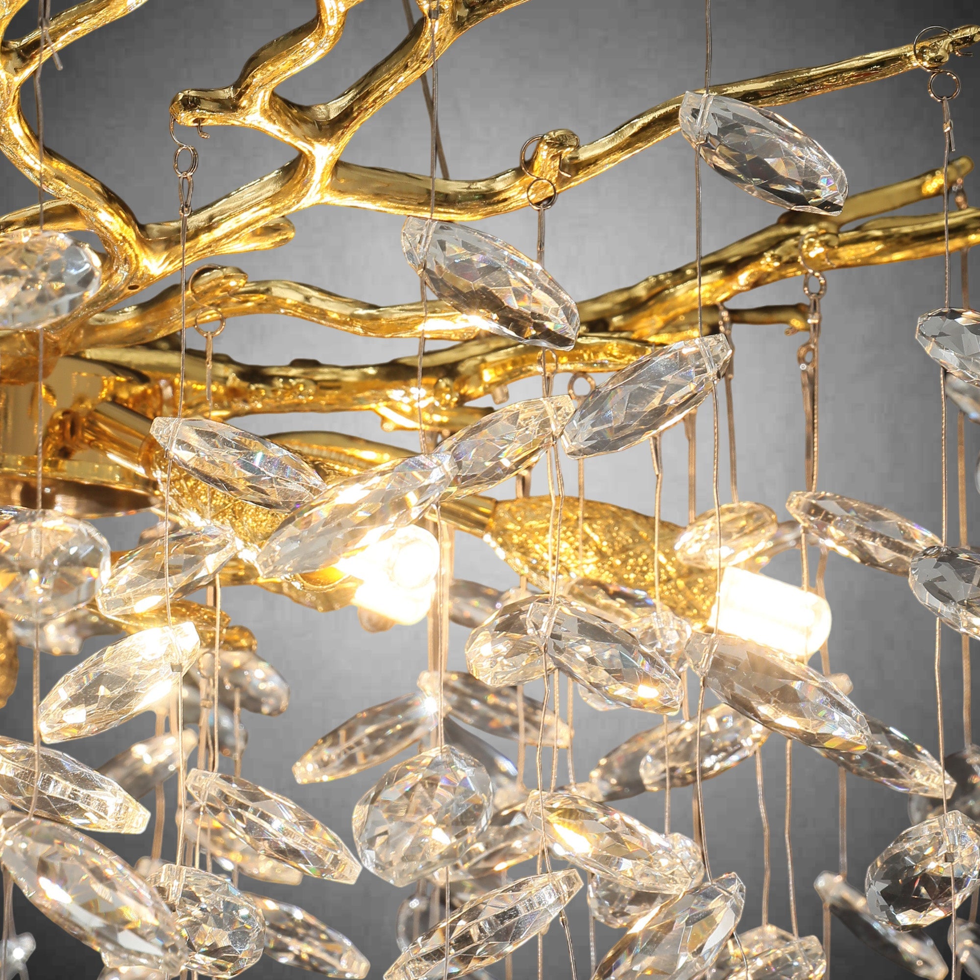 Modern Gold Tree Branch Crystal Chandelier