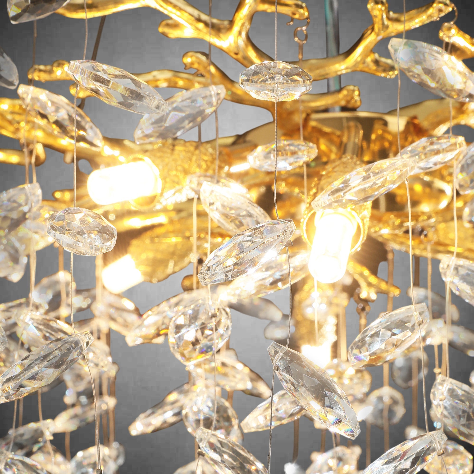 Modern Gold Tree Branch Crystal Chandelier