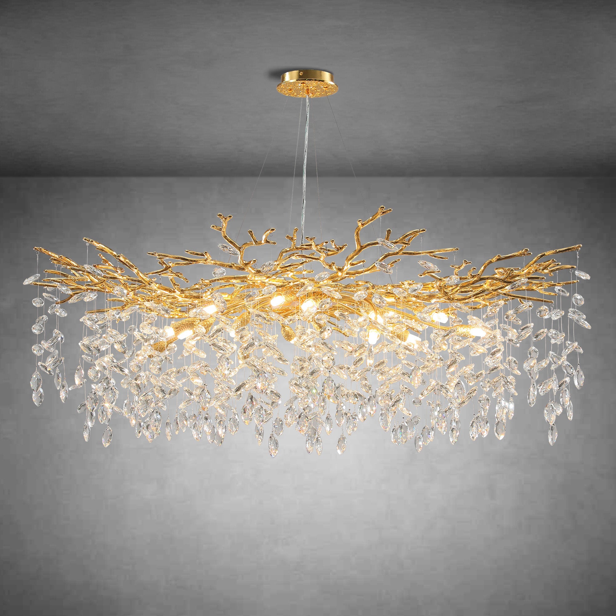 Modern Gold Tree Branch Crystal Chandelier