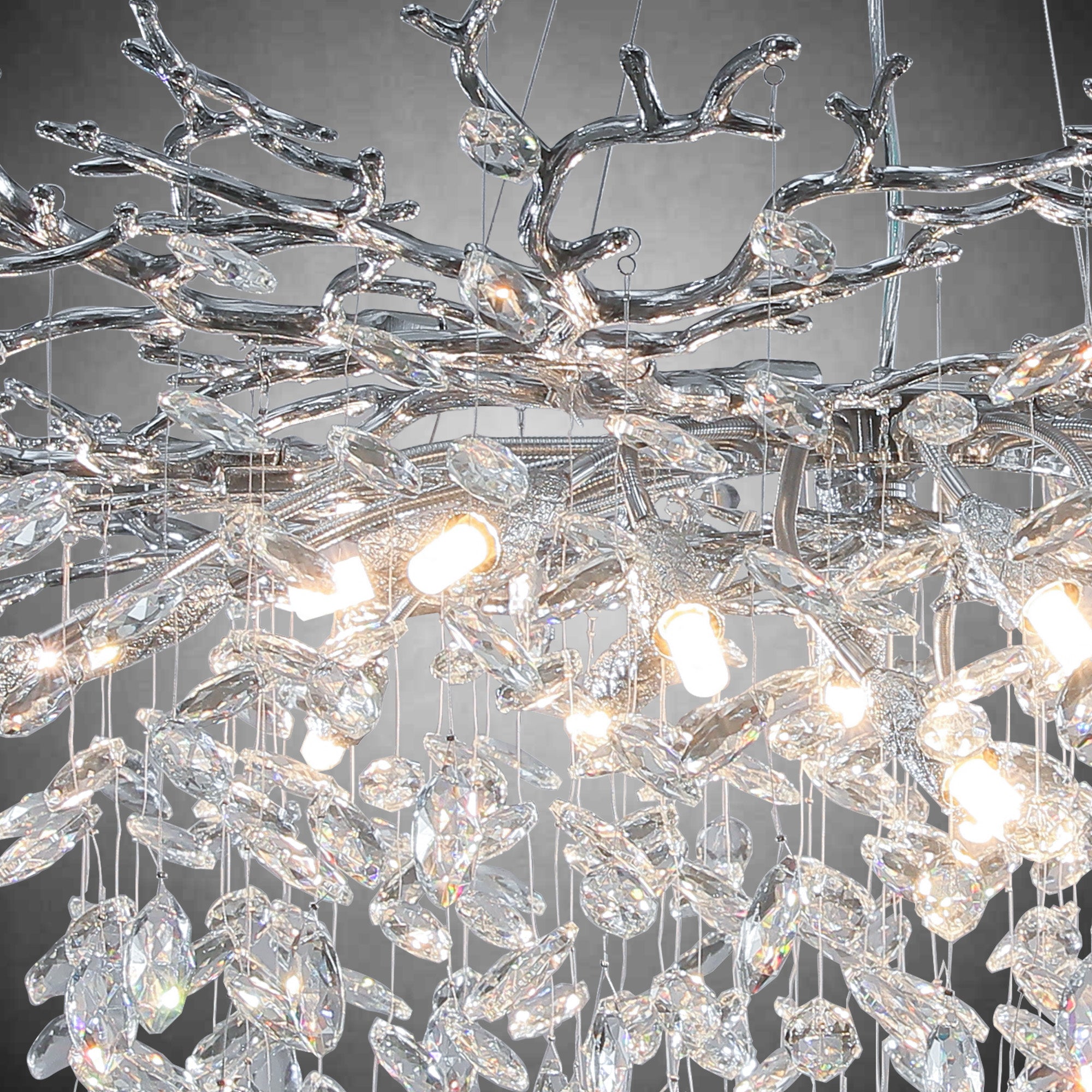 Modern Gold Tree Branch Crystal Chandelier
