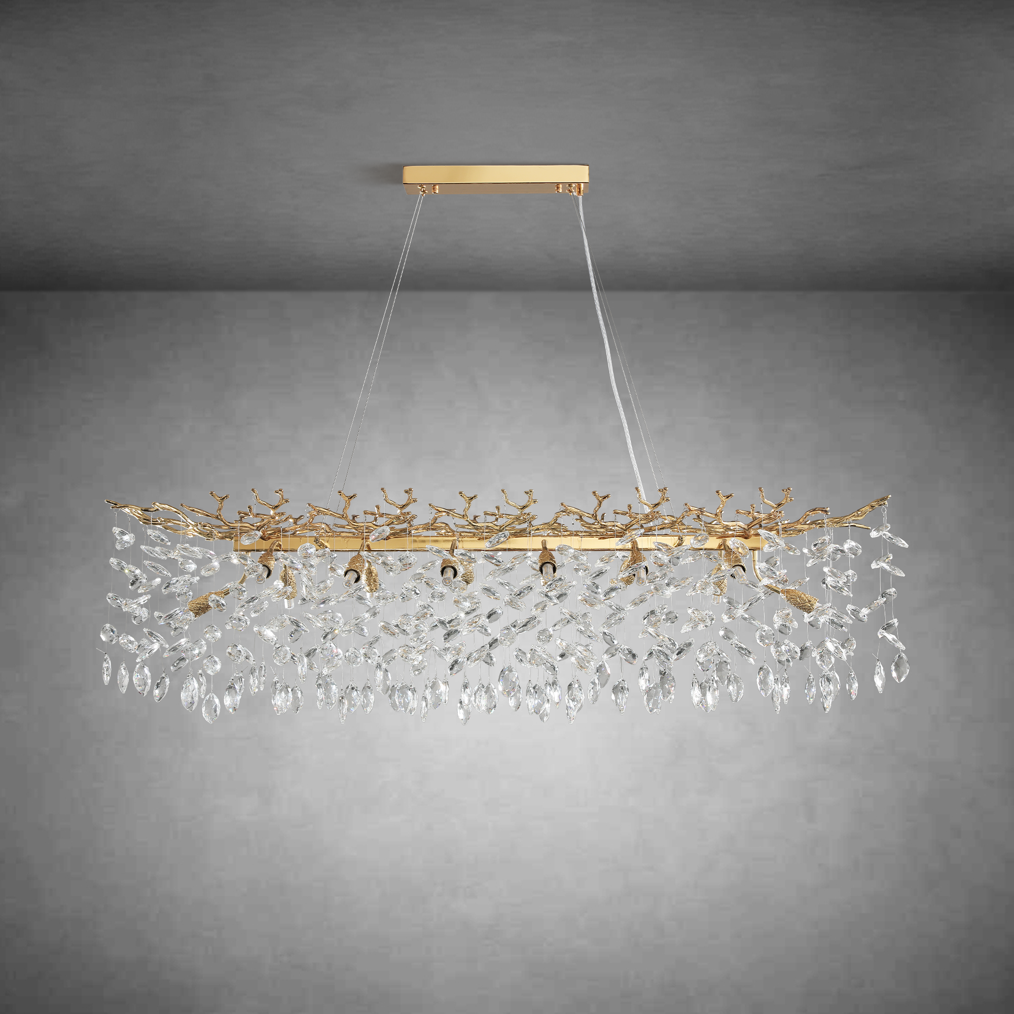 Modern Gold Tree Branch Crystal Chandelier