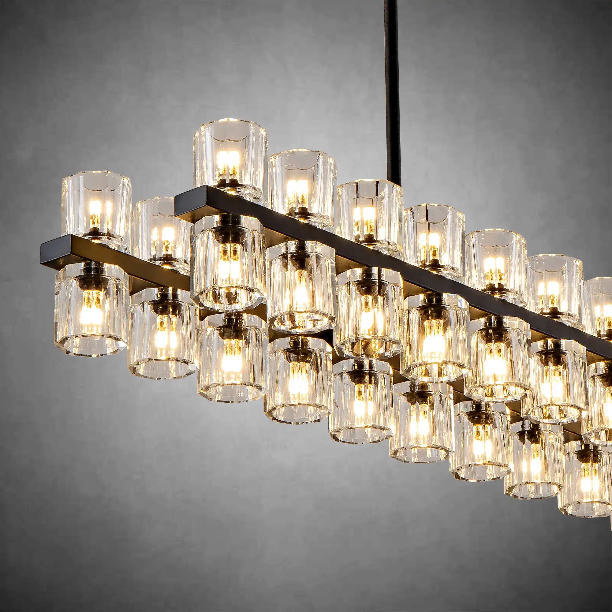 Modern 72" Rectangle K9 Crystal Chandelier for Dining Room