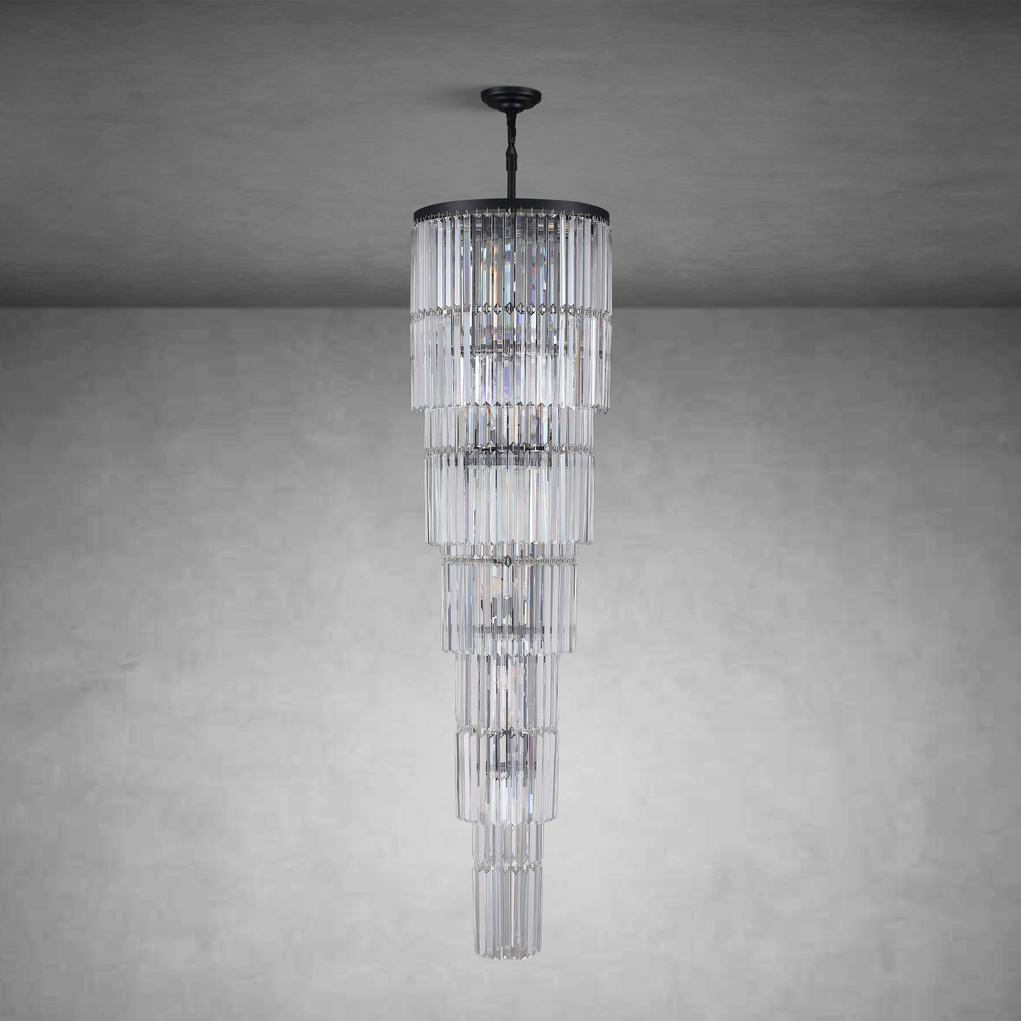 78.7" Luxury Long Crystal Chandelier 29-Light Modern Black Large Chandeliers