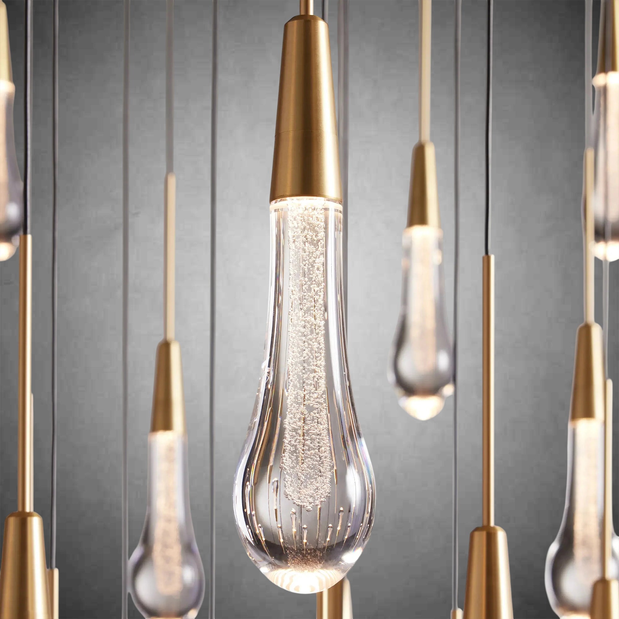 Gold raindrop-shaped chandelier