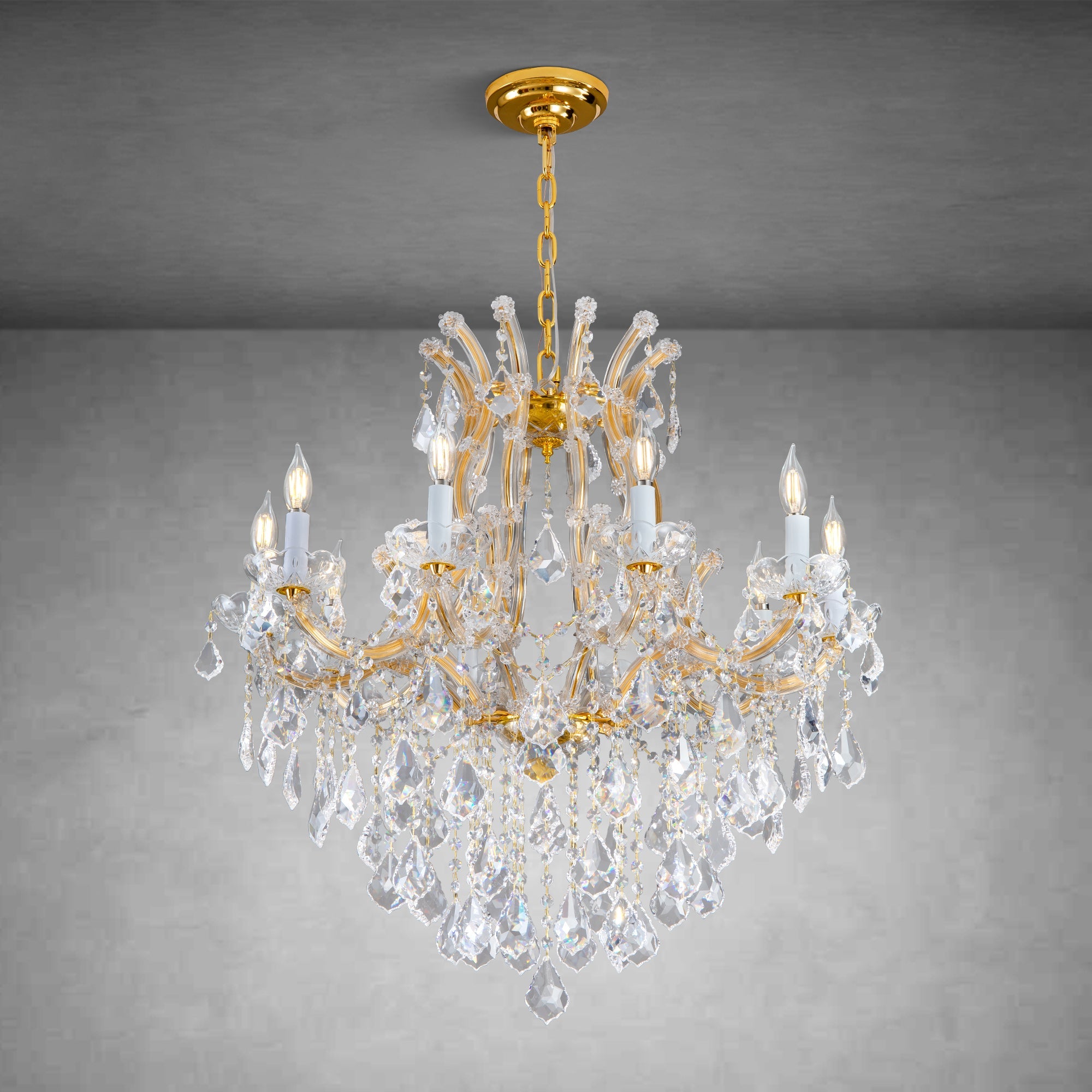 Modern Crystal Chandeliers, Gold Candle Chandelier