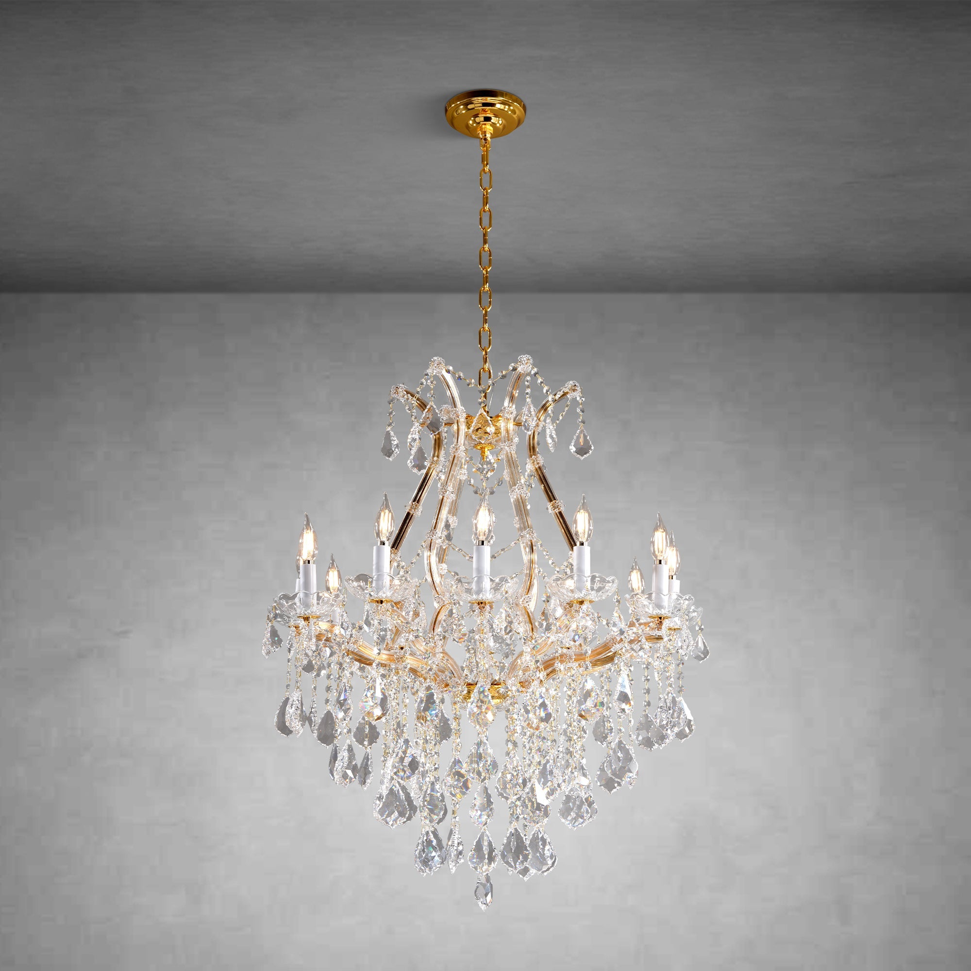 Large Gold Crystal Chandelier Light Fixtures - 24 Lights Modern Crystal Chandeliers