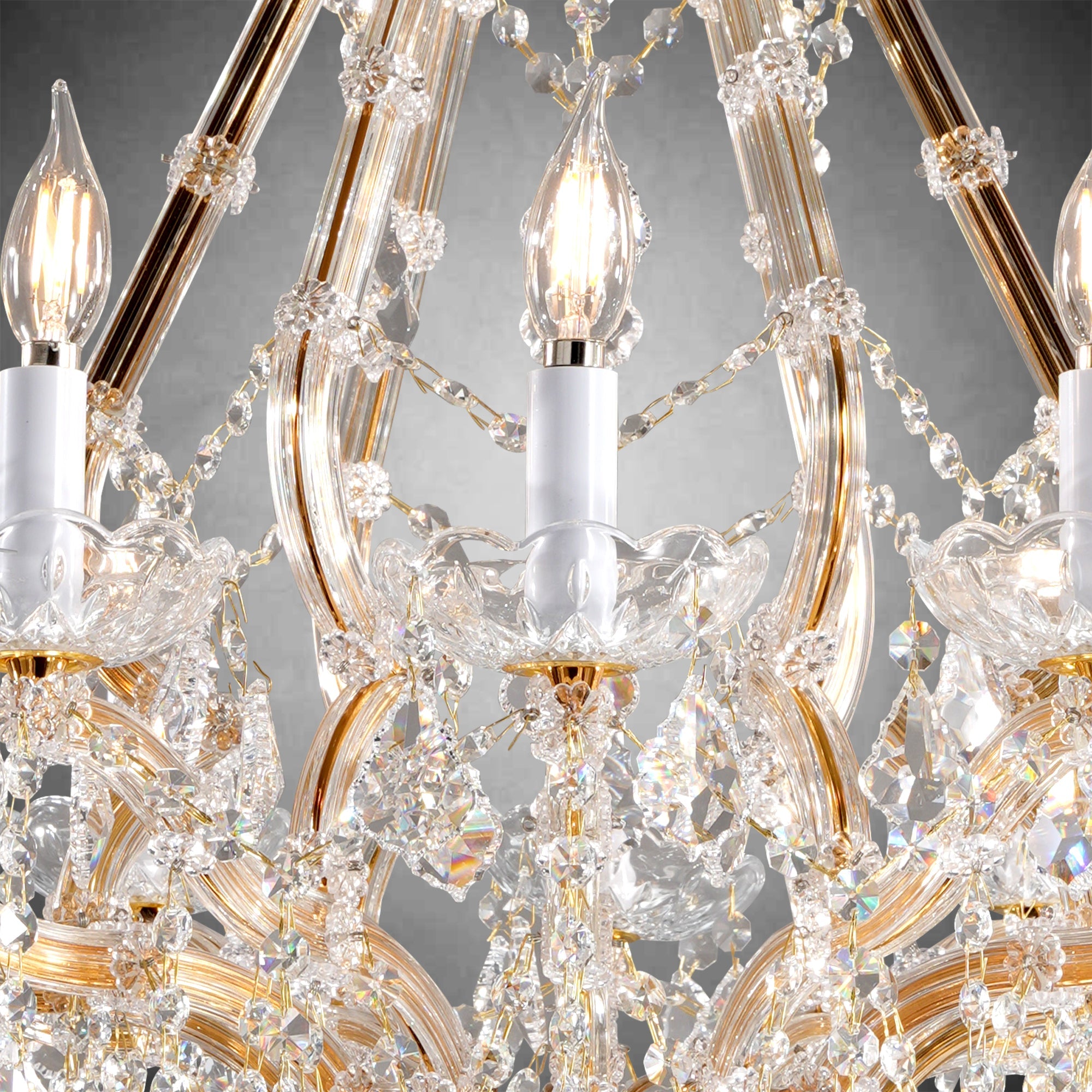 Large Gold Crystal Chandelier Light Fixtures - 24 Lights Modern Crystal Chandeliers