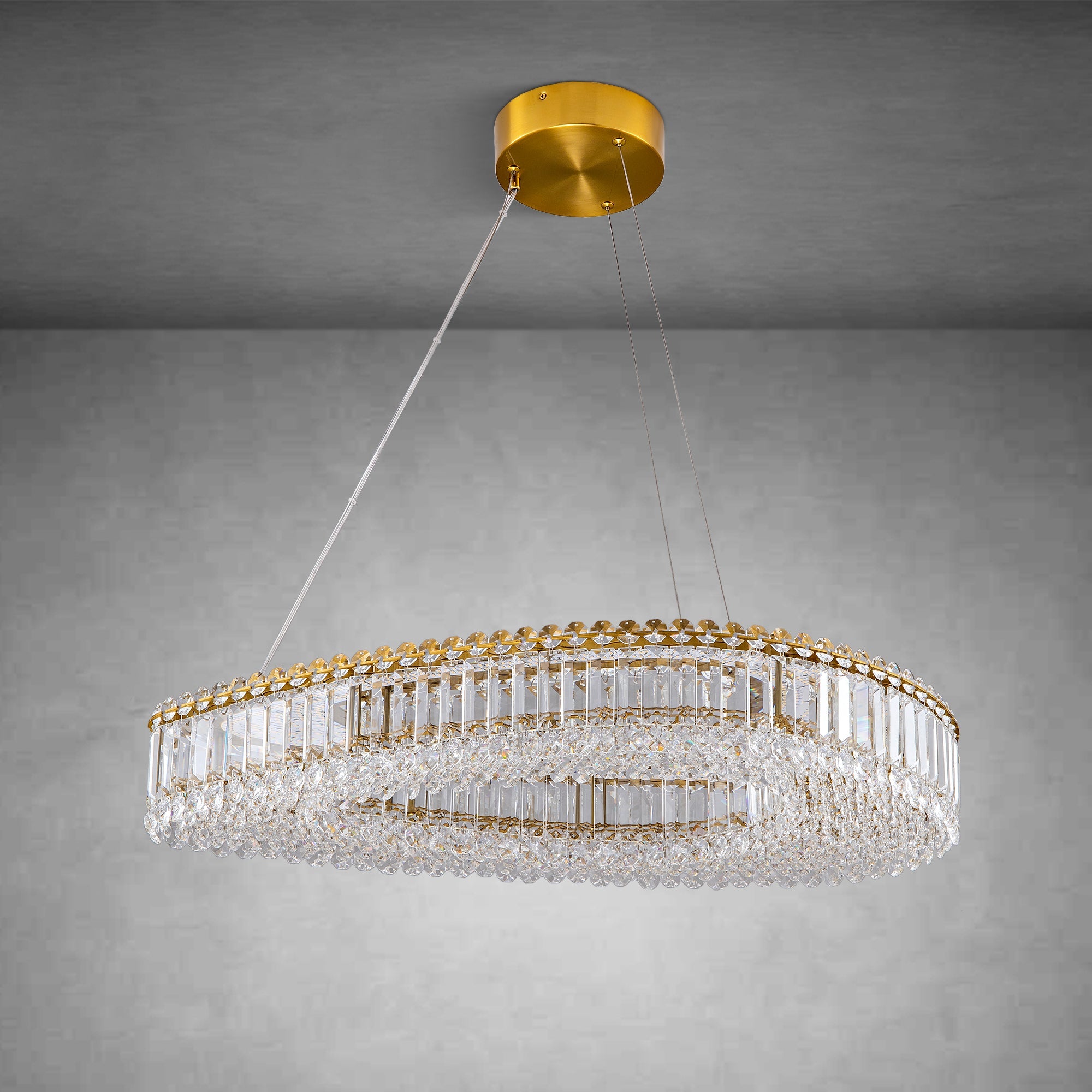 Modern Crystal Chandelier - Gold Round Chandeliers for Dining Room