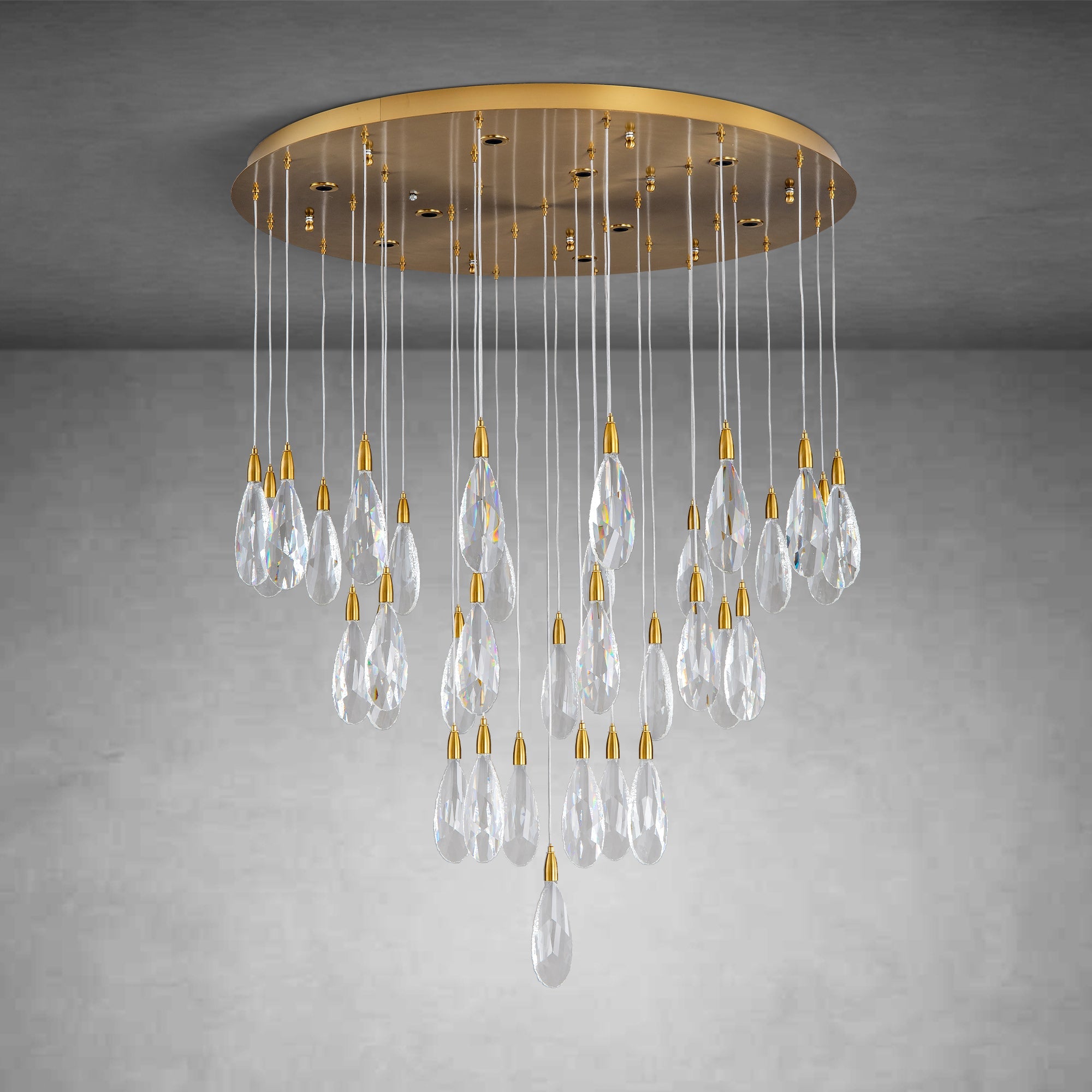 36" Black Crystal Chandelier, 43-Light Raindrop Chandelier