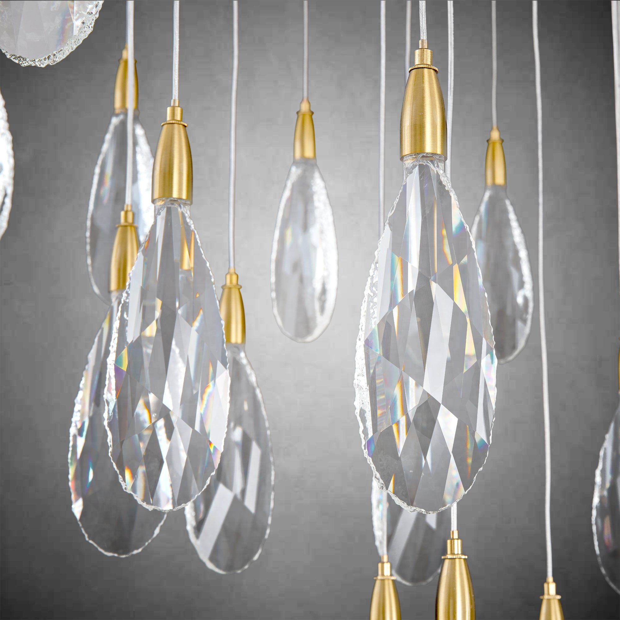 36" Black Crystal Chandelier, 43-Light Raindrop Chandelier