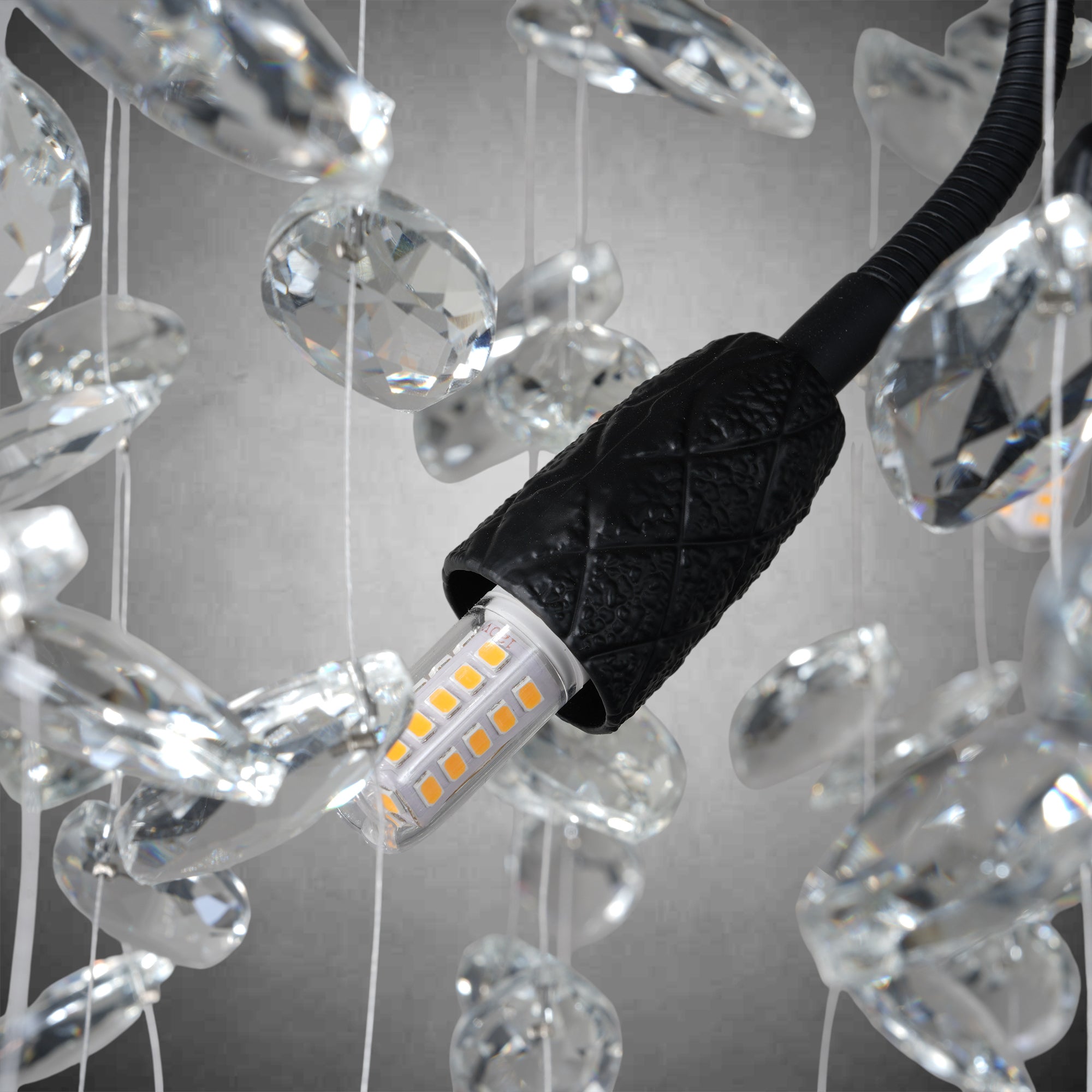 Tree branch-shaped black crystal chandelier