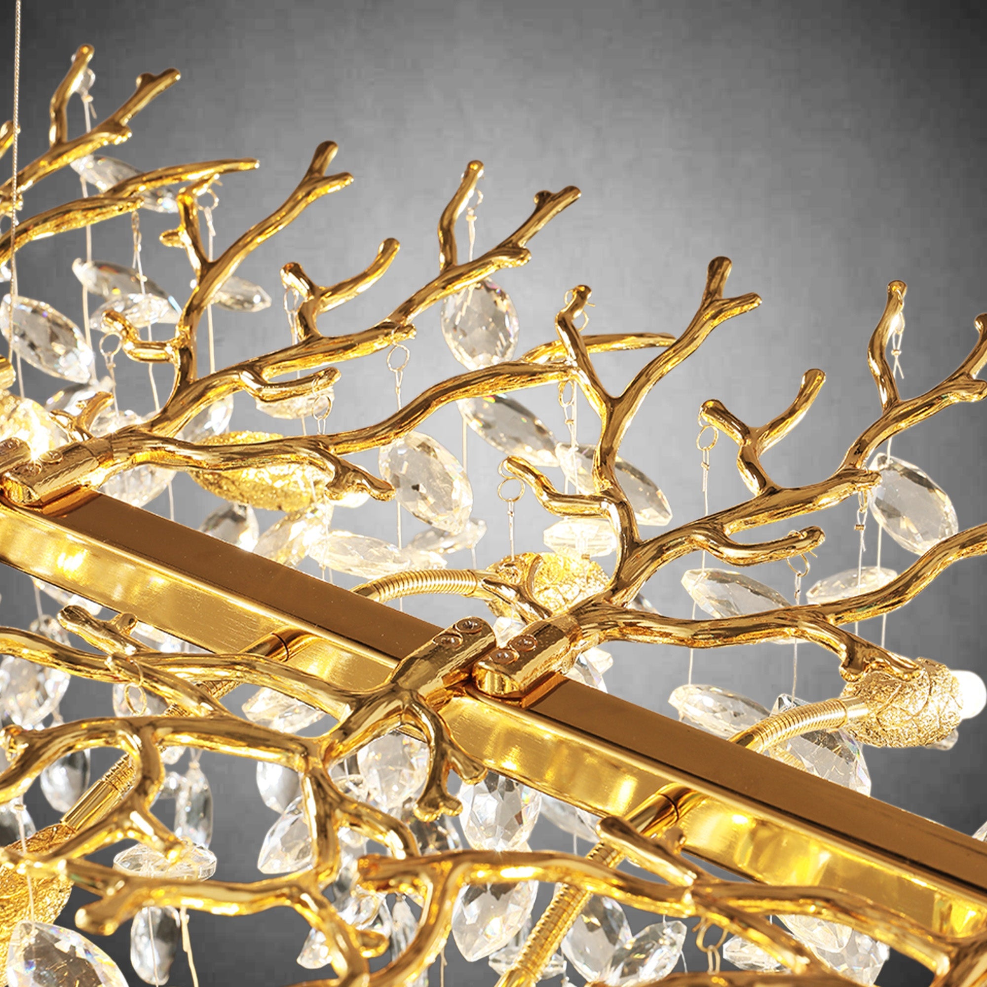 Modern Gold Tree Branch Crystal Chandelier