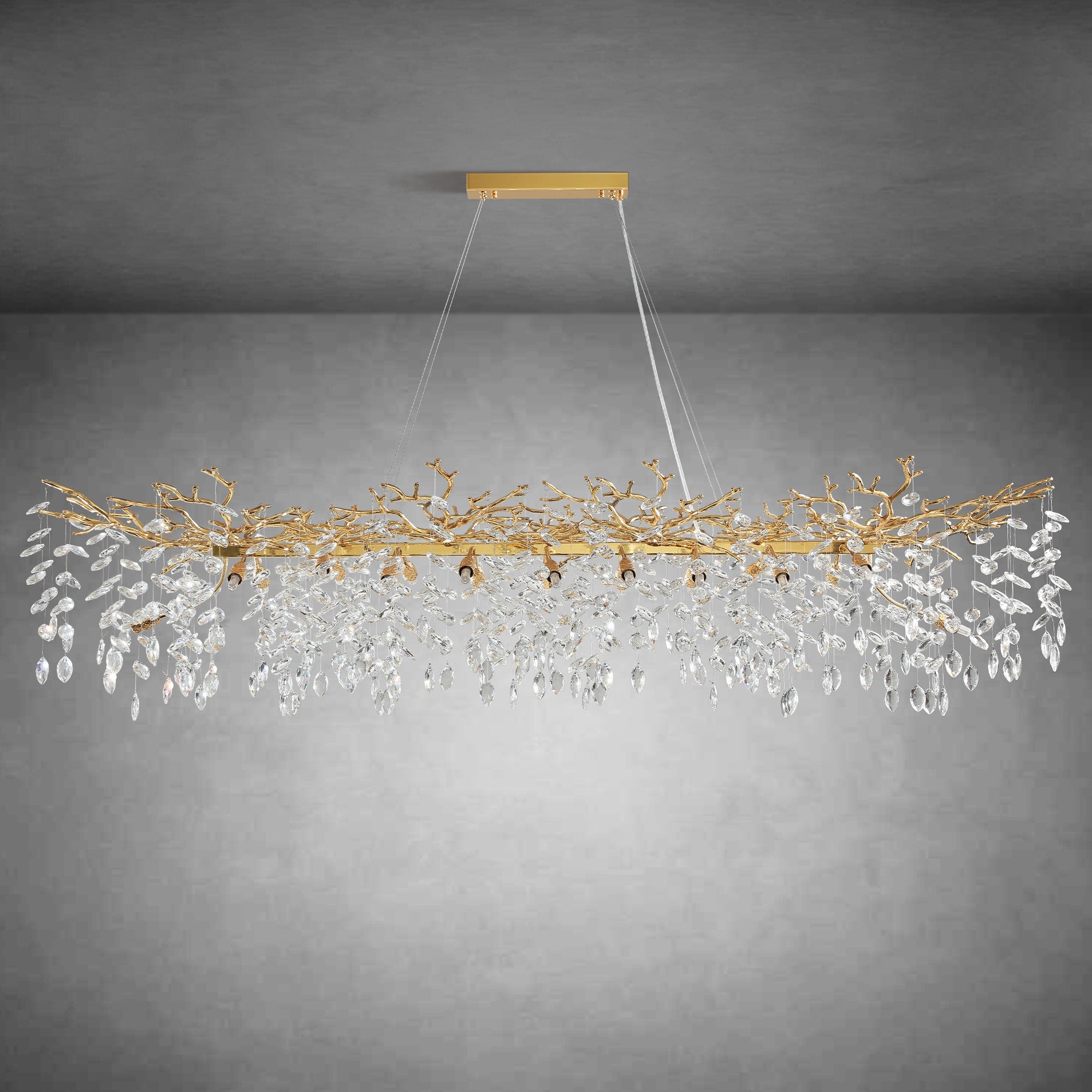 Modern Gold Tree Branch Crystal Chandelier