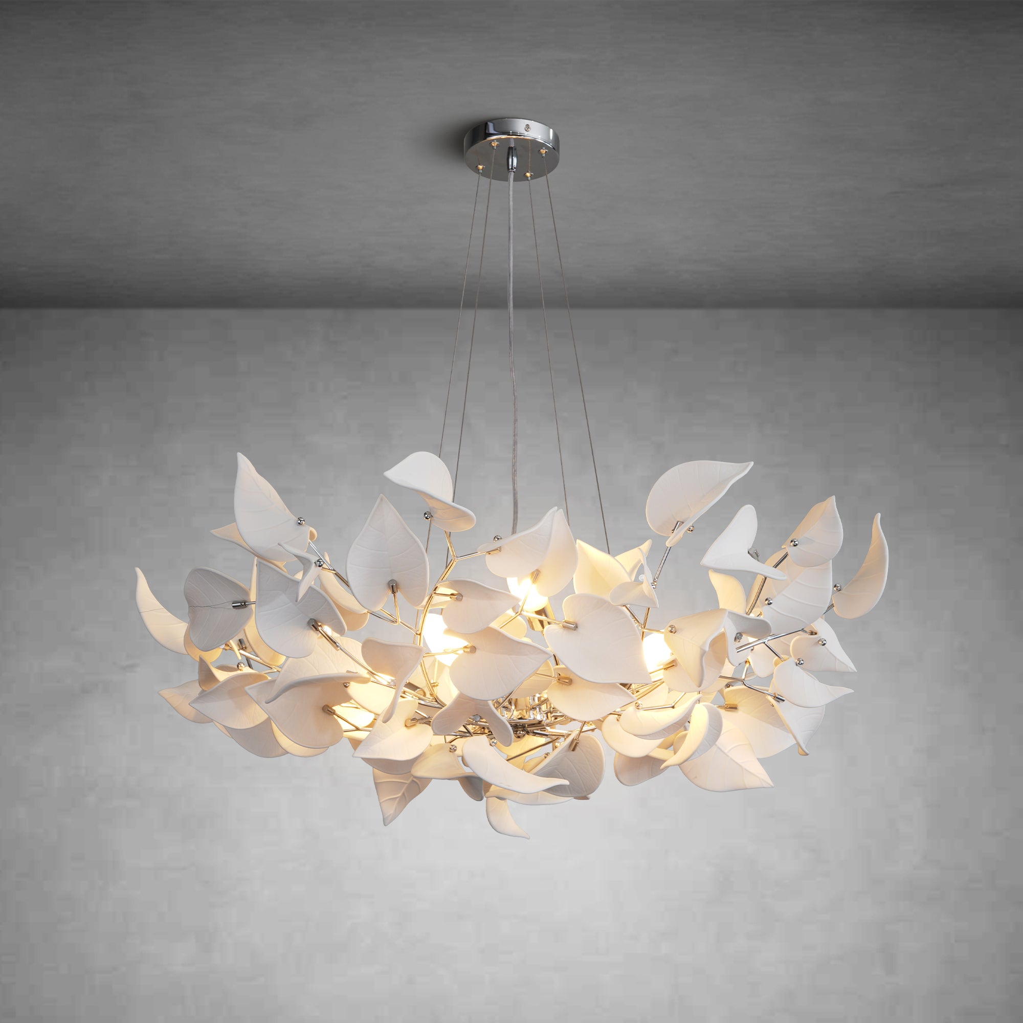 Ceramic Ginkgo Leaf Chandelier