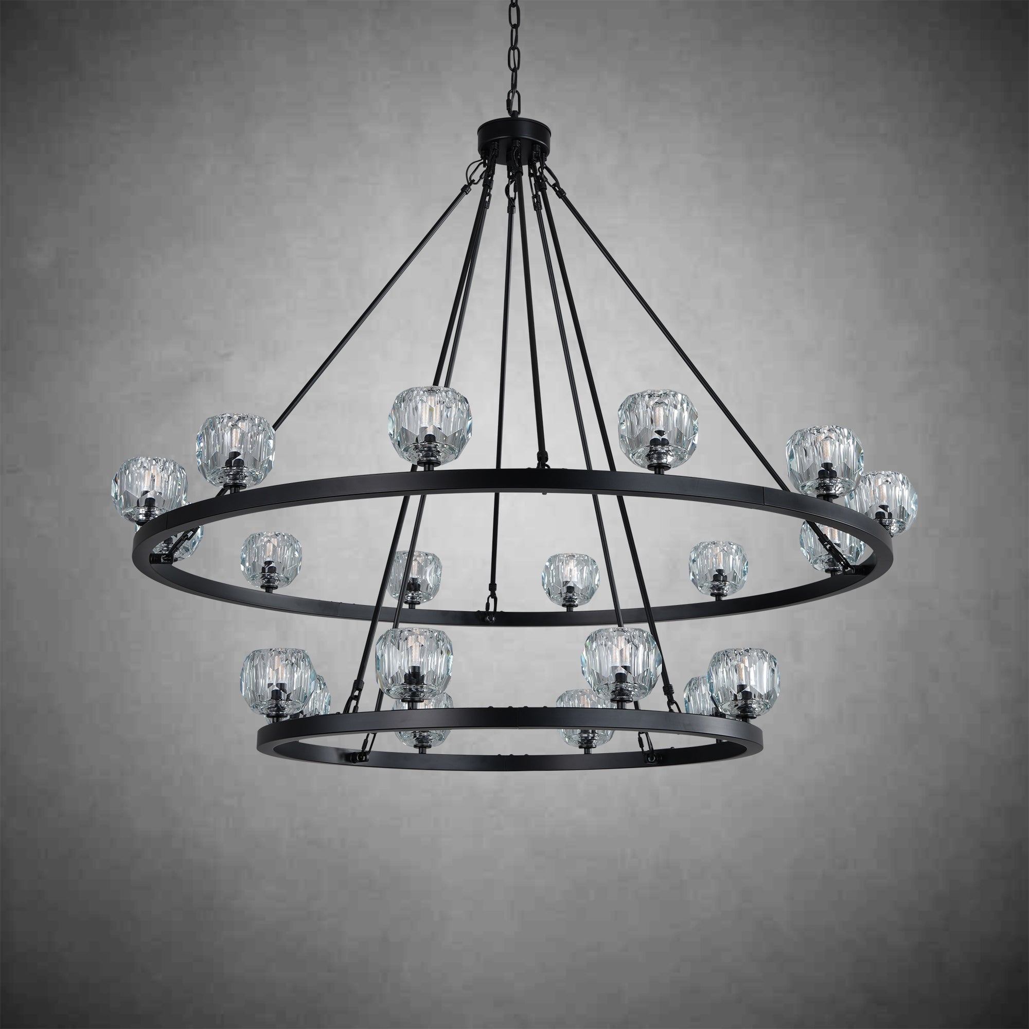Crystal Chandelier With Carriage Wheel Design