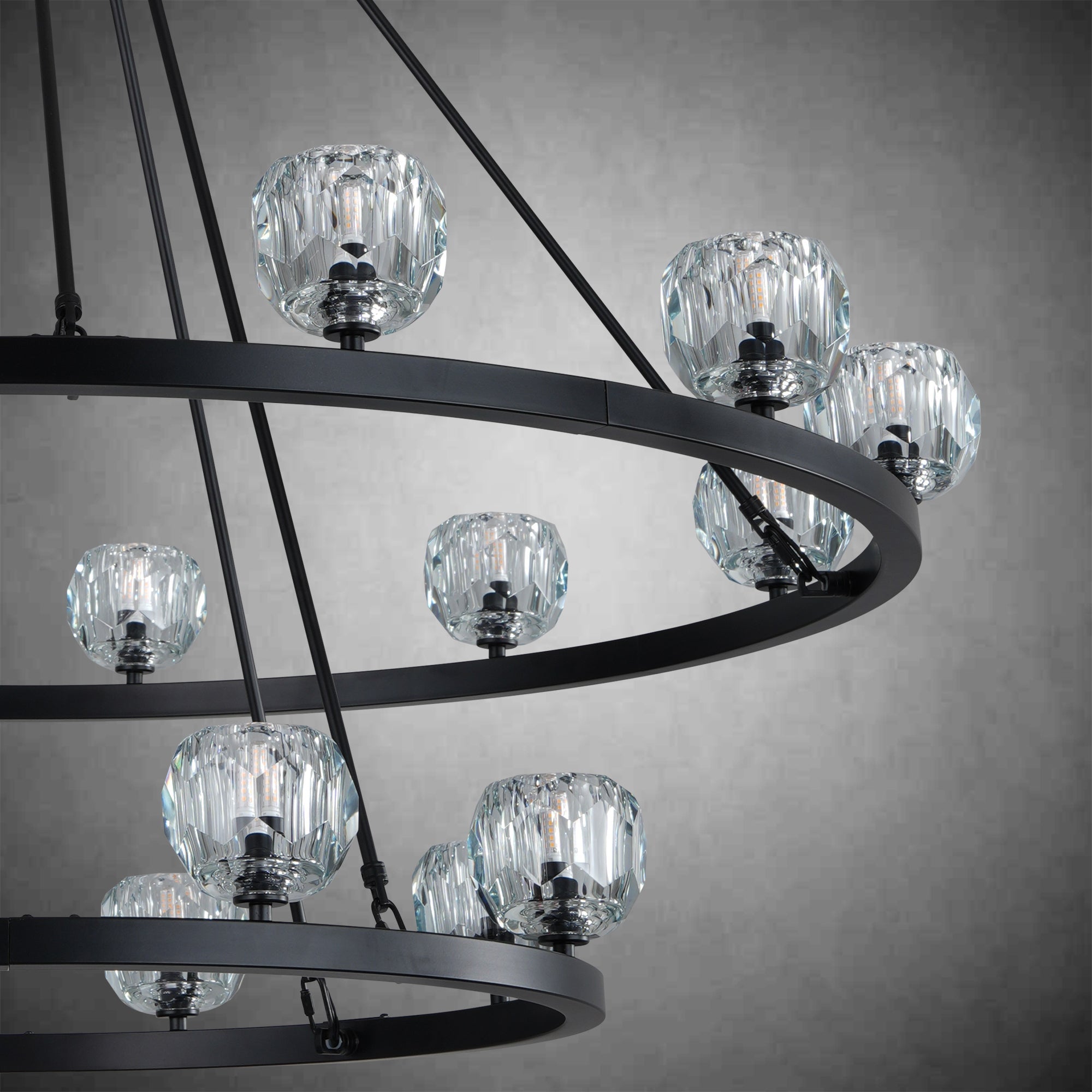 Crystal Chandelier With Carriage Wheel Design