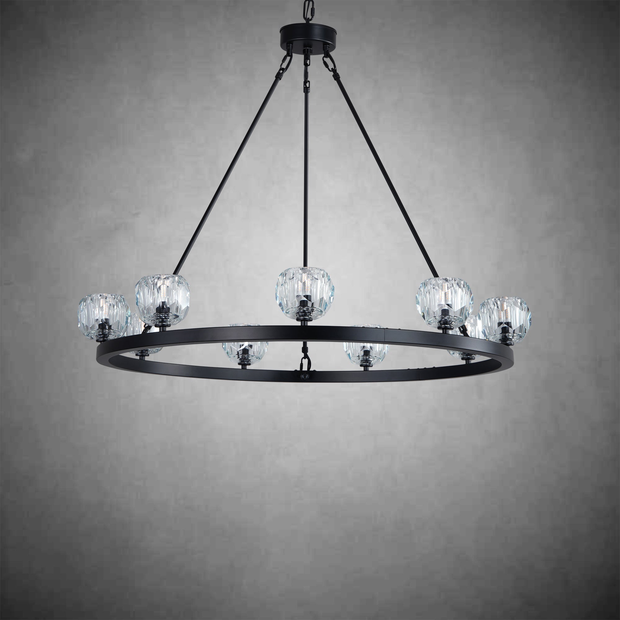 Crystal Chandelier With Carriage Wheel Design