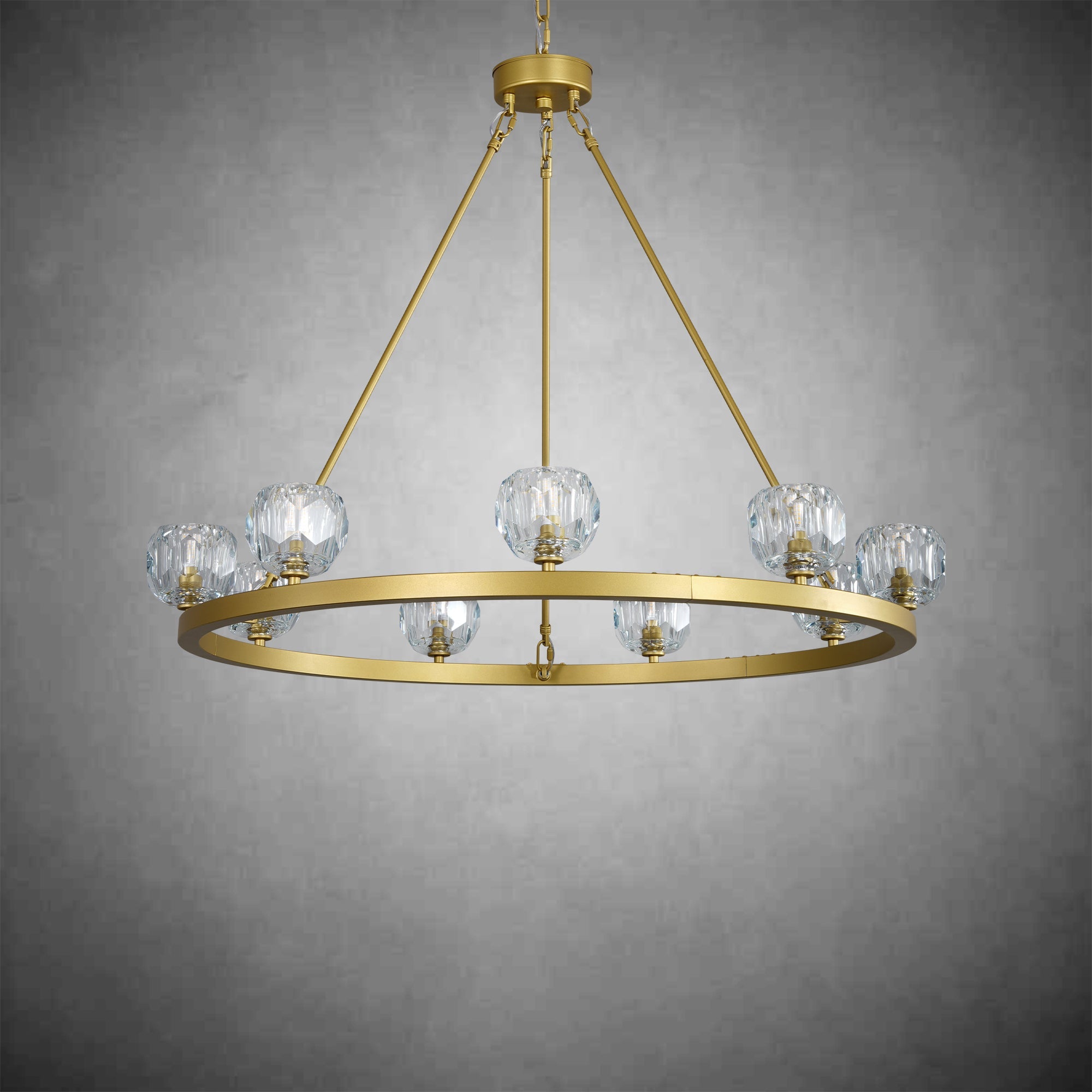 Crystal Chandelier With Carriage Wheel Design