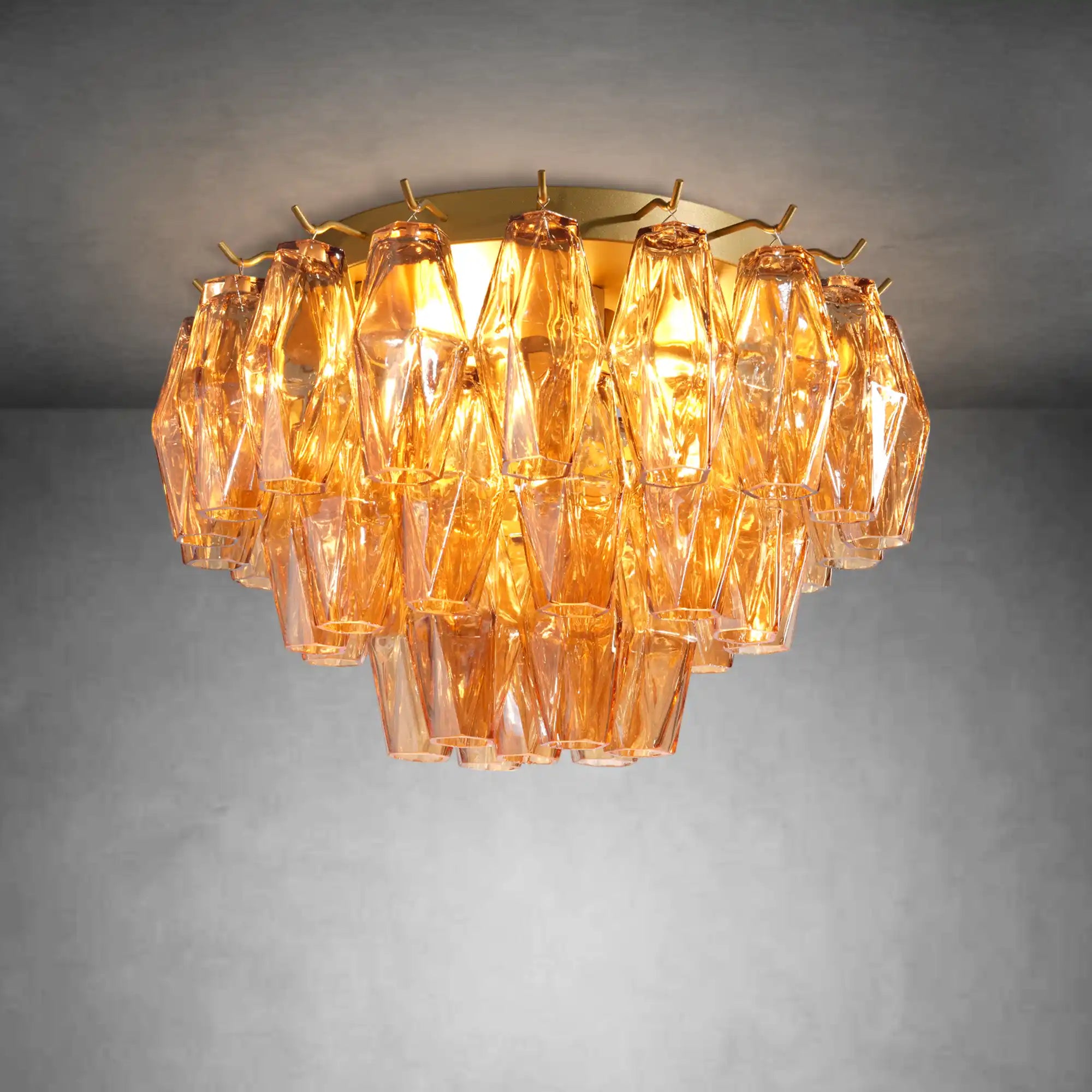 Amber 17" Modern Crystal Glass Round Ceiling Chandelier