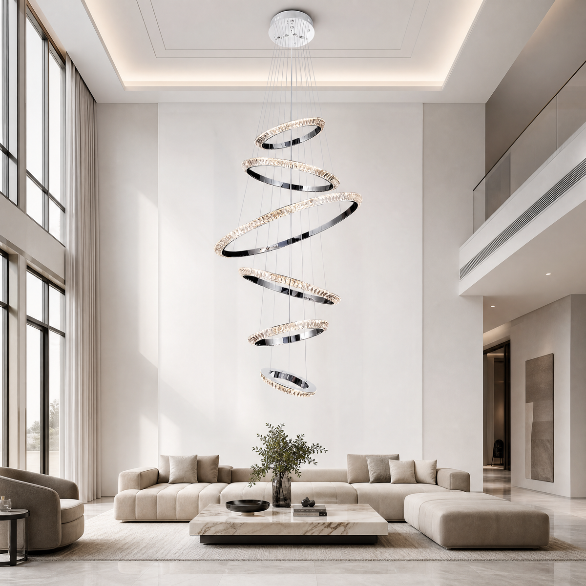Yiosi Bryant Cascading Crystal Ring Chandelier