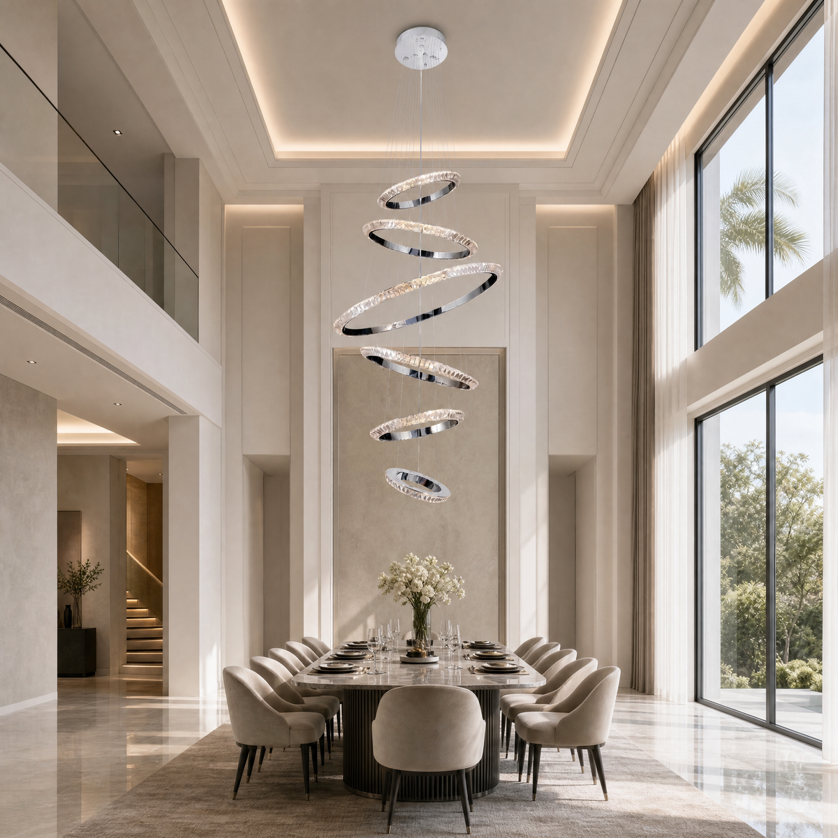 Yiosi Bryant Cascading Crystal Ring Chandelier