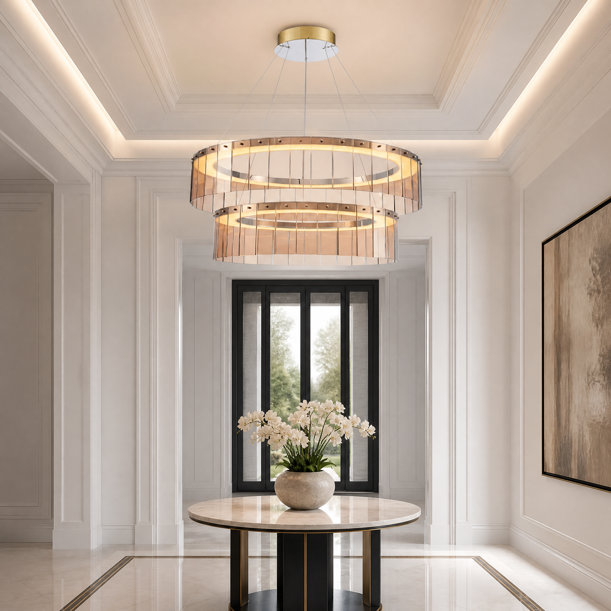 Yiosi Double-Tier Glass Chandelier 39"