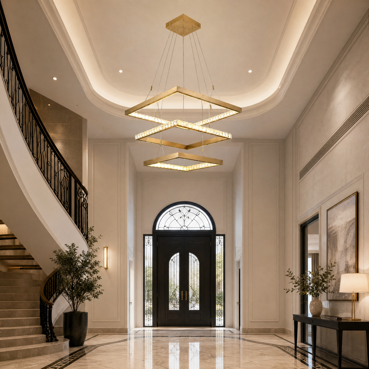 Crystal Chandelier in a dining room