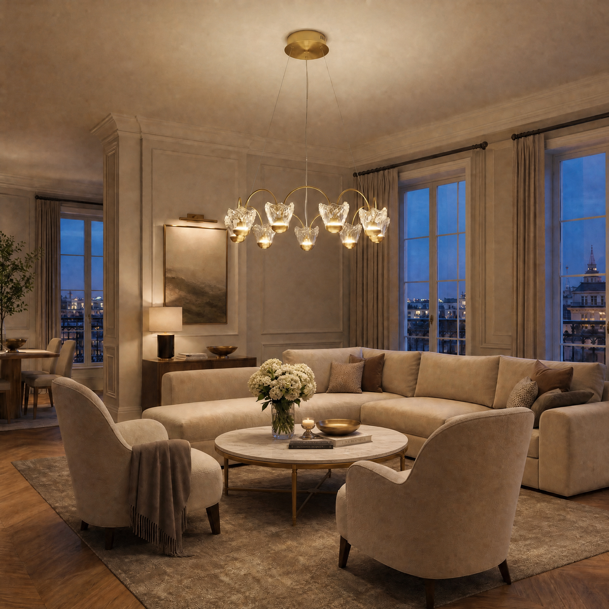 Contemporary Chandelier Dining Room in a dining room