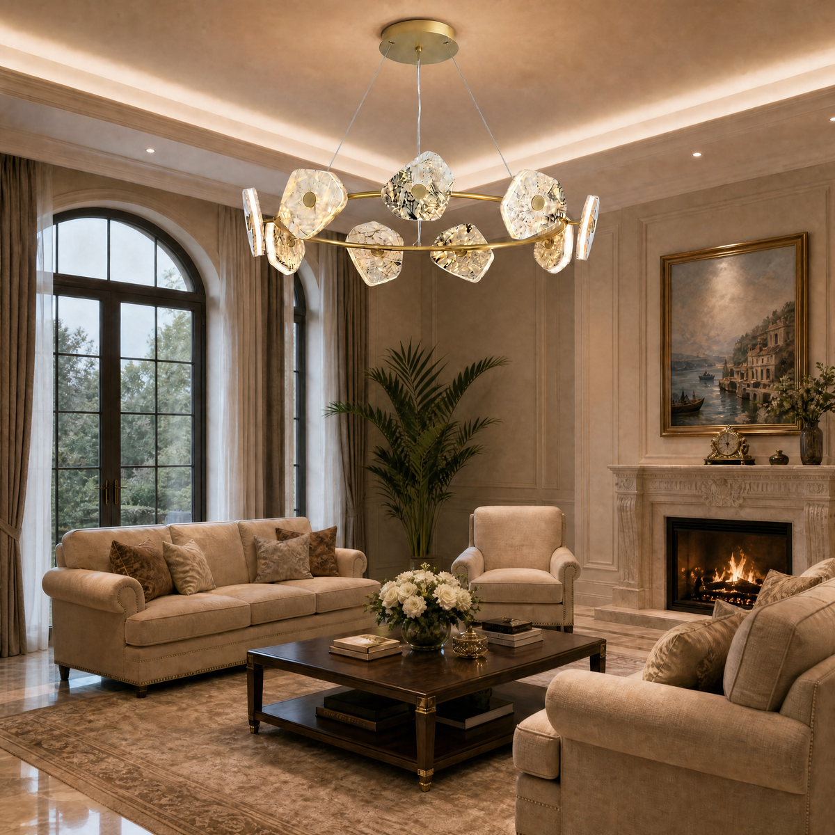 Yiosi High Luxury Natural Stone Chandelier 39"