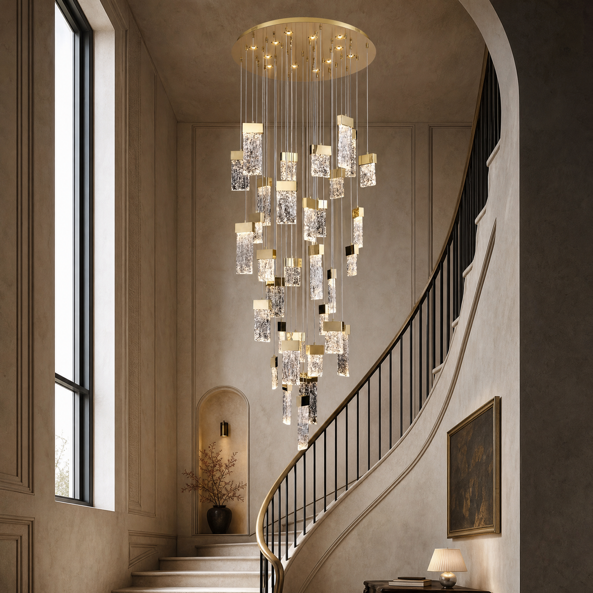 Yiosi Knox Cascading Fluted Glass Chandelier 31.5" D