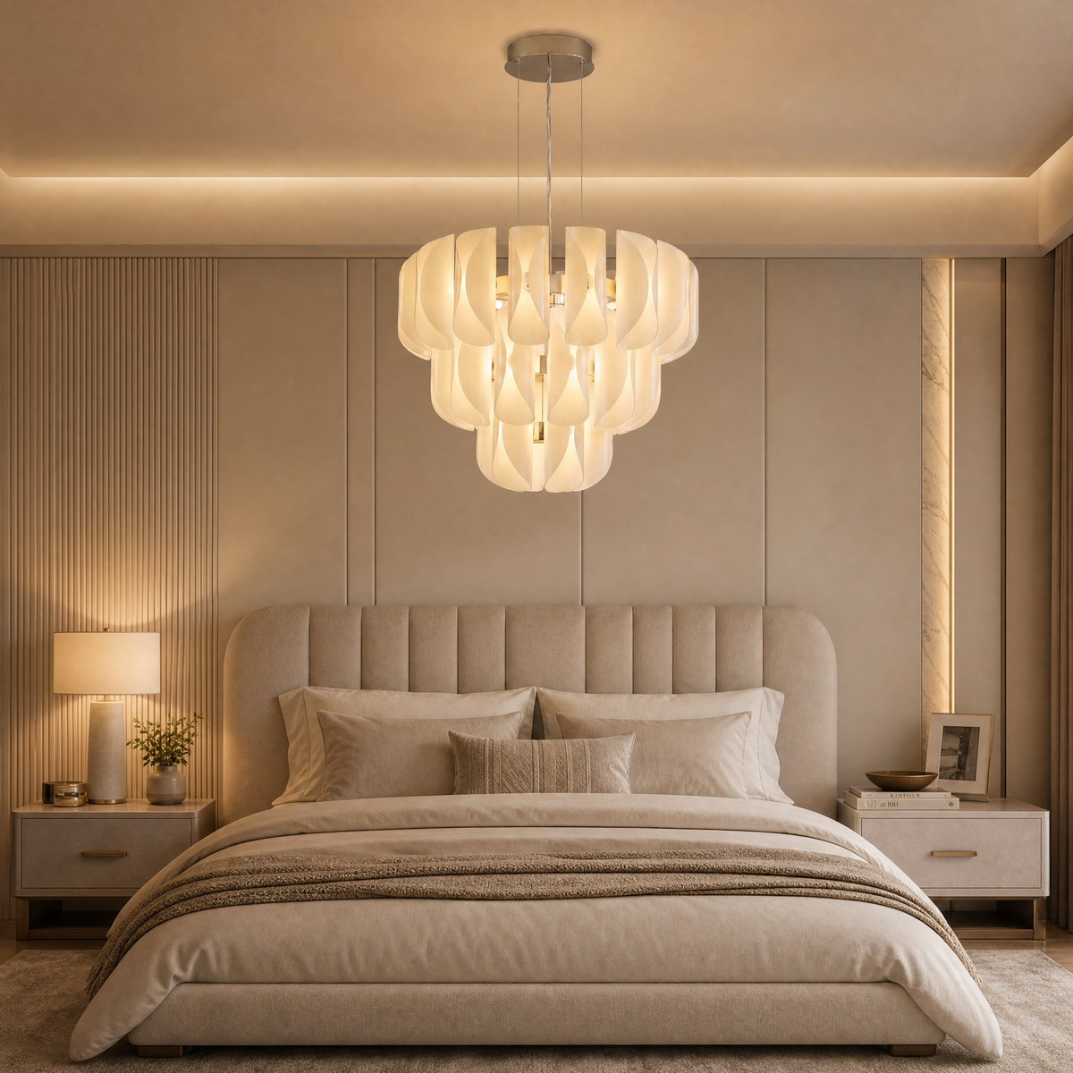 Modern Glass Chandelier in a foyer