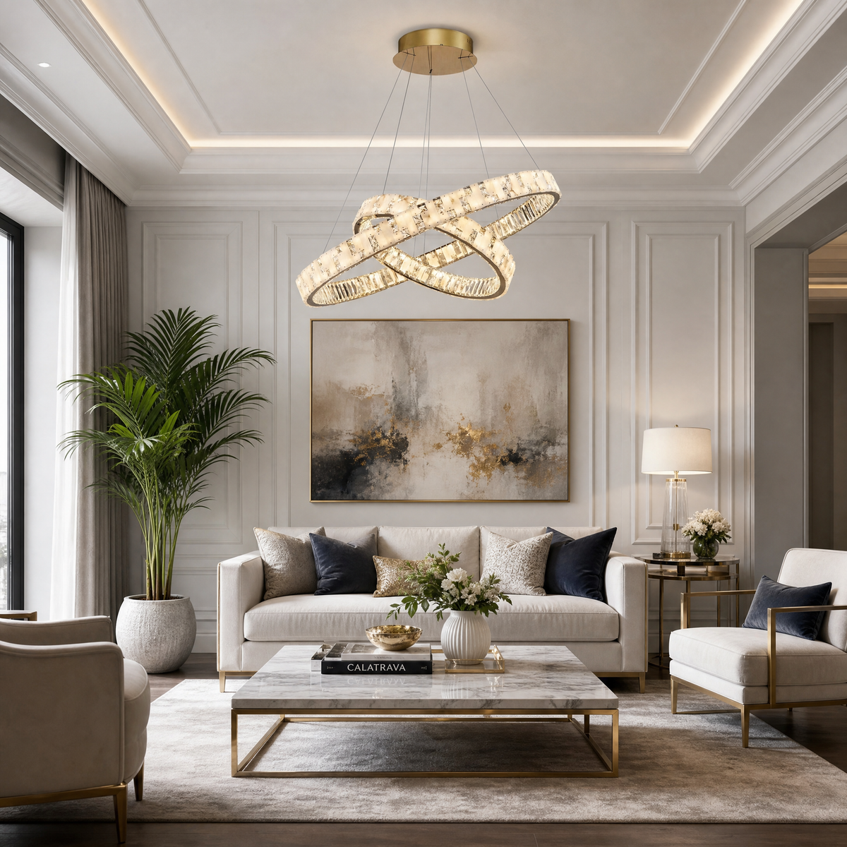 Yiosi Series Nested Crystal Chandelier Style H