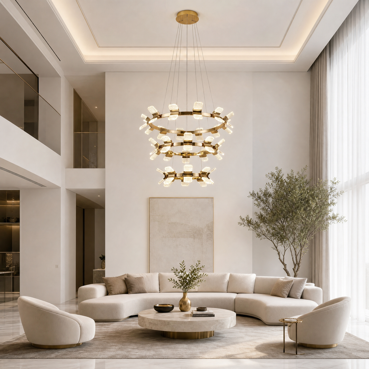 Crystal Contemporary Chandelier in a dining room