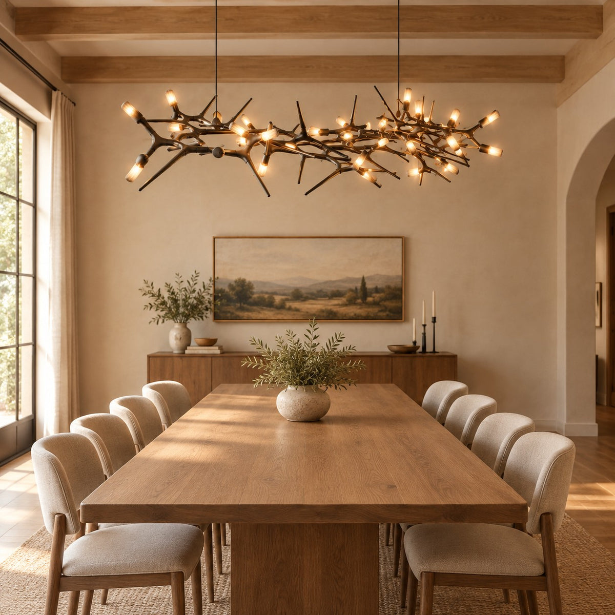 Adjustable Iron Dimmable LED Chandelier 47.2"-177.1"