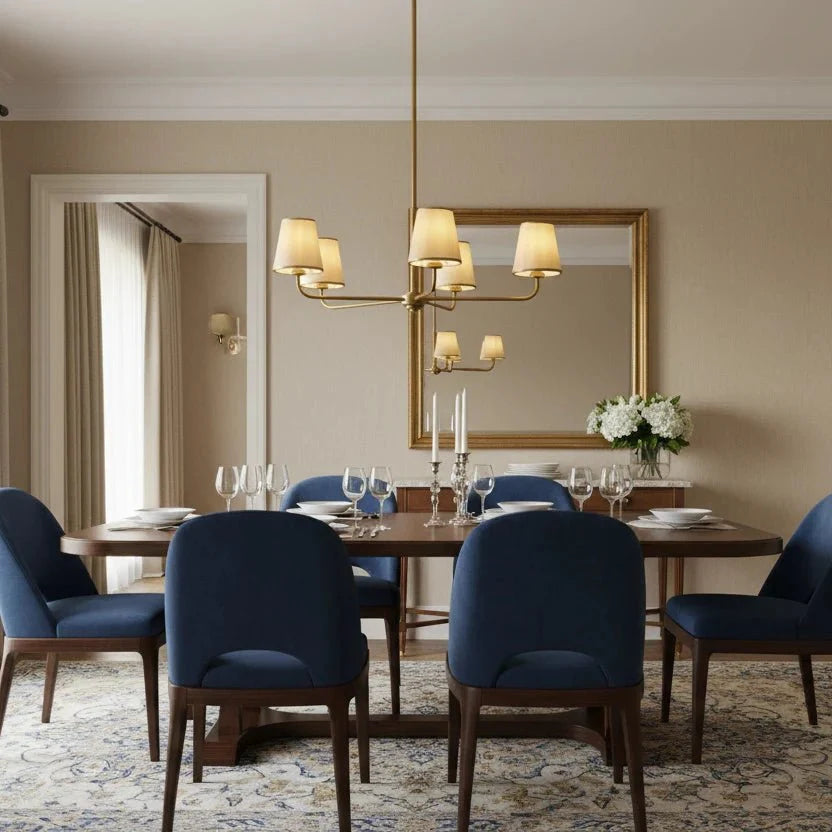 Adria Round Chandelier in bronze - modern dining room lighting
