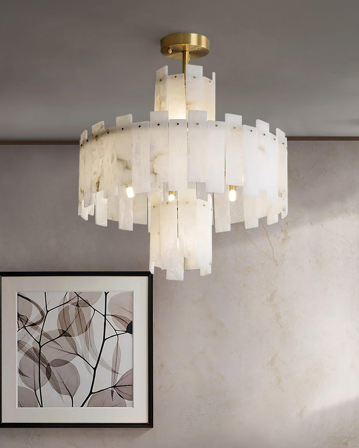 Regina Alabaster Chandelier – Elegant Brass & White Alabaster Light Fixture