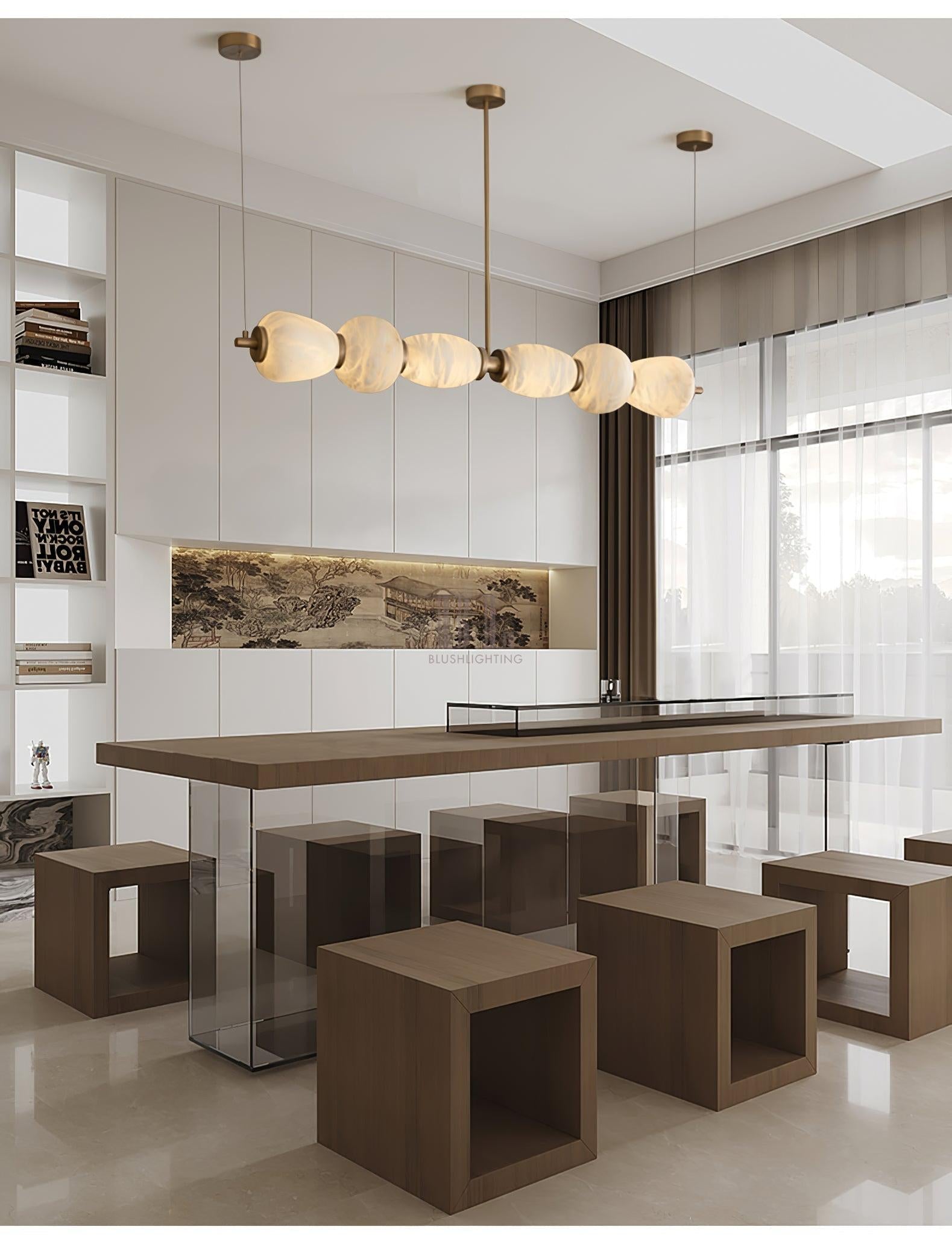 Alabaster Pebble Linear Chandelier