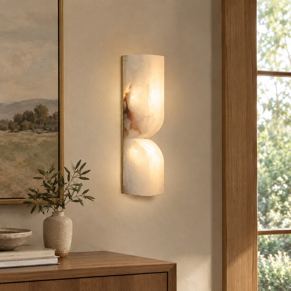 Avenor Spanish Alabaster Minimalist Wall Sconce 13.8" 23.6"