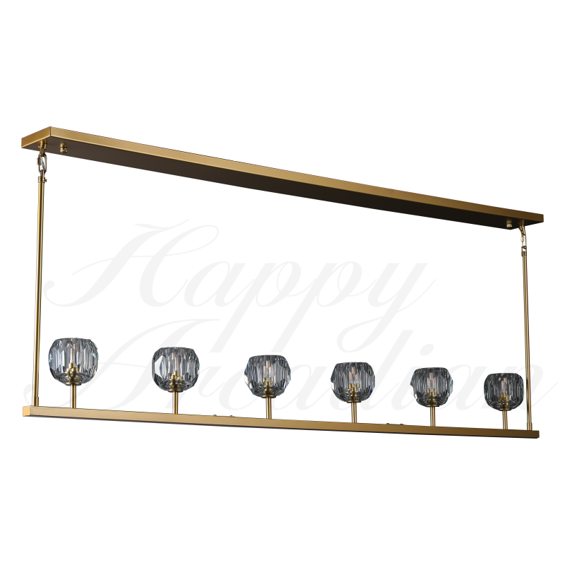 HA Bola De Clear Cristal Linear Chandelier 48"