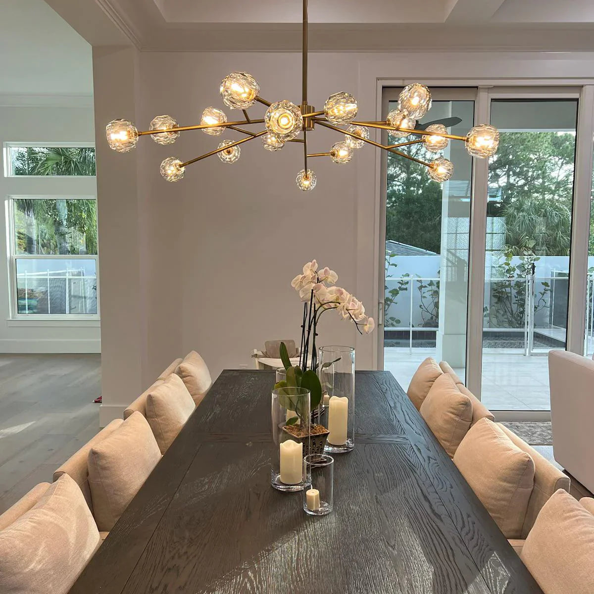HA Bola De Clear Crystal Round Chandelier 72"