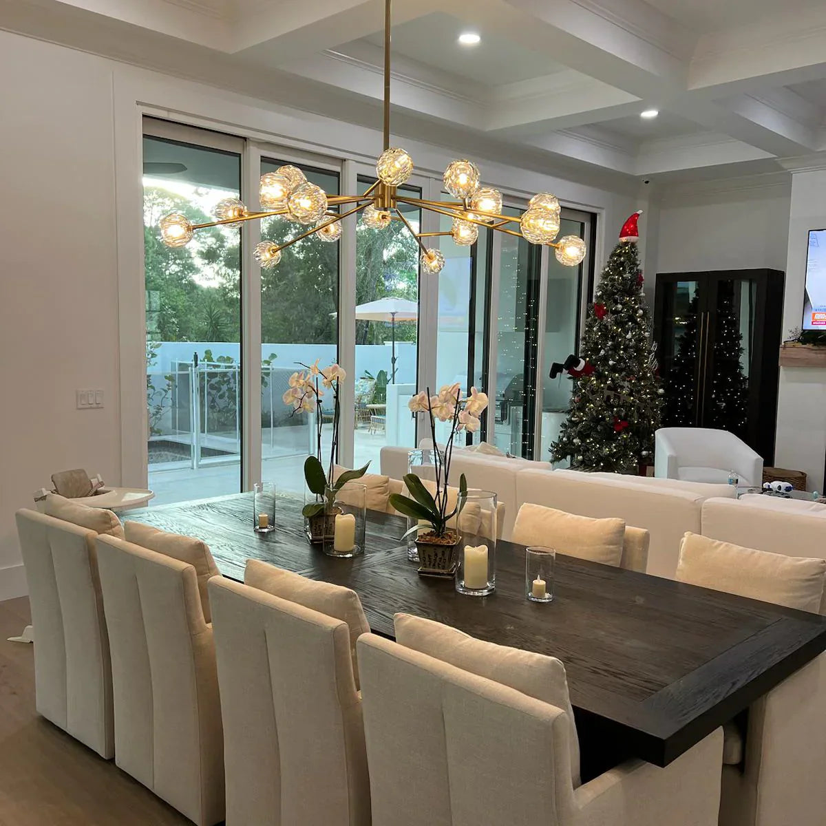 HA Bola De Clear Crystal Round Chandelier 72"
