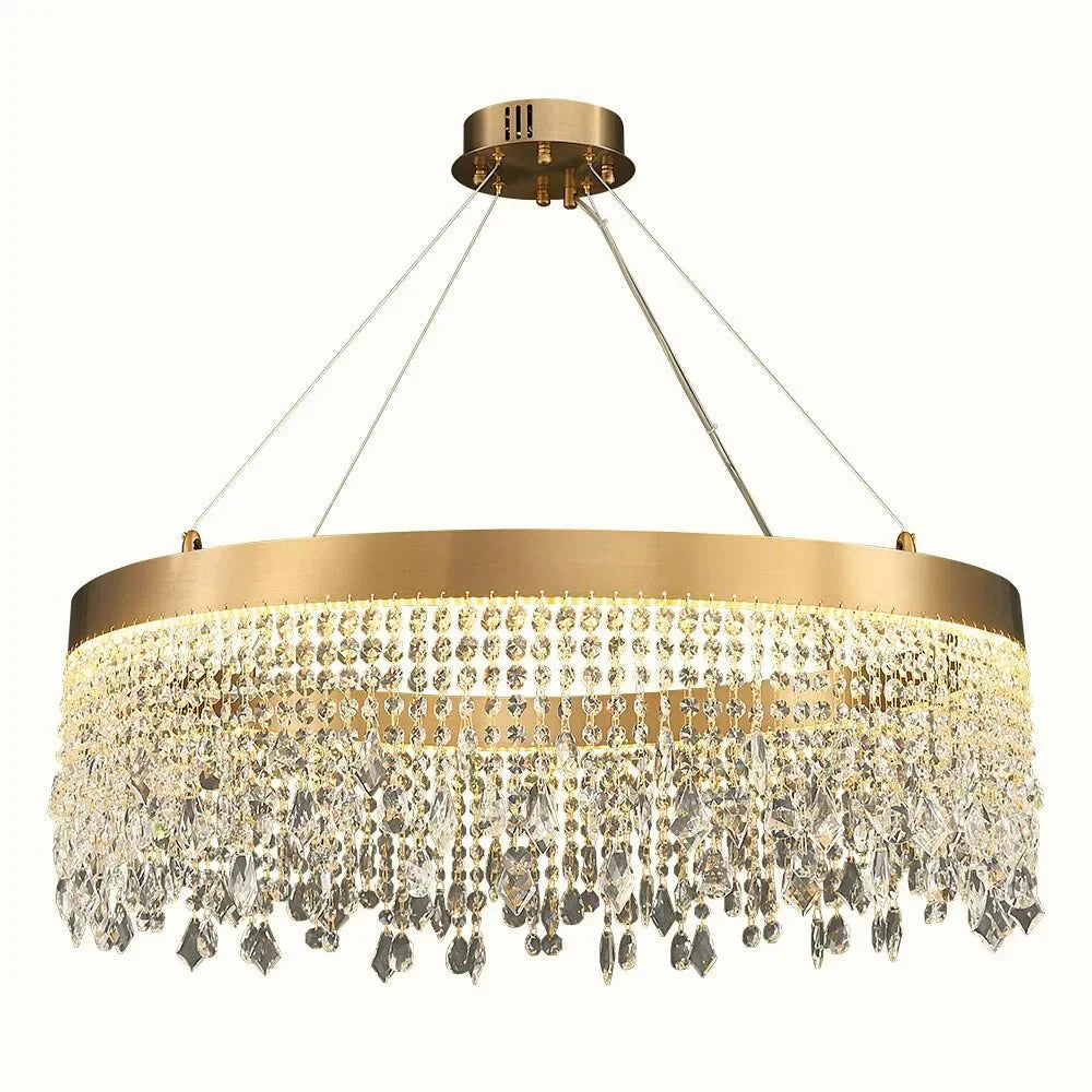 Brushed Gold Modern LED Crystal Light Fixtures - W15.7''×H9.8‘’Non Dimm Warm LightBlushlighting