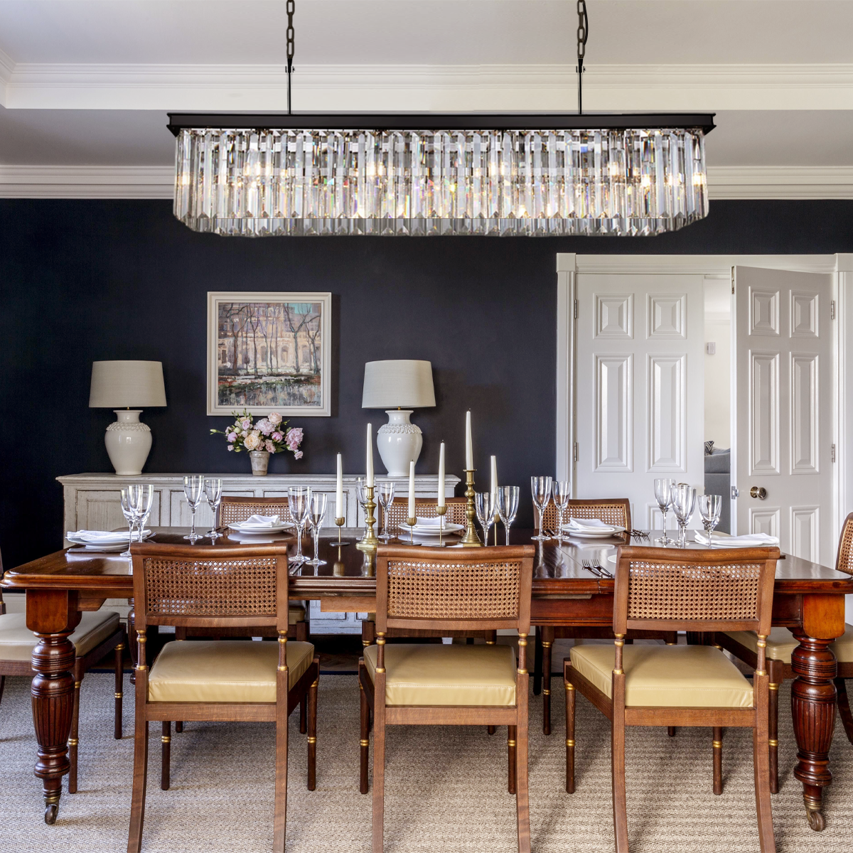 Zestra Crystal Rectangular Chandelier 59"