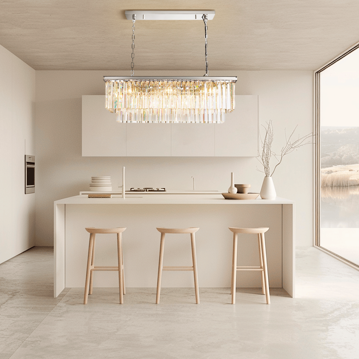 Odeon 2-Layer Crystal Rectangle Chandelier