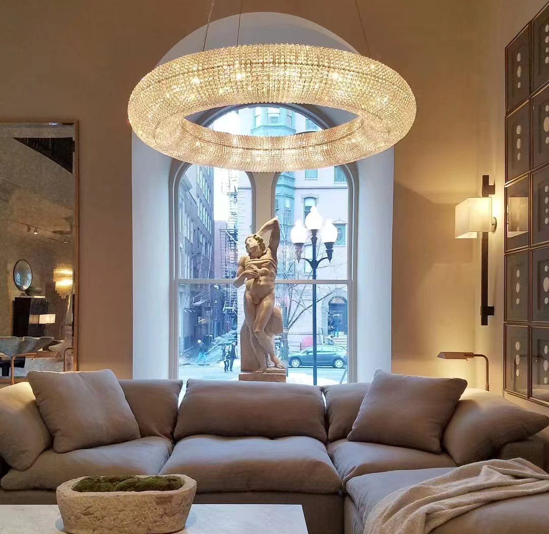 Amber Luxury Crystal Clear Round Chandeliers