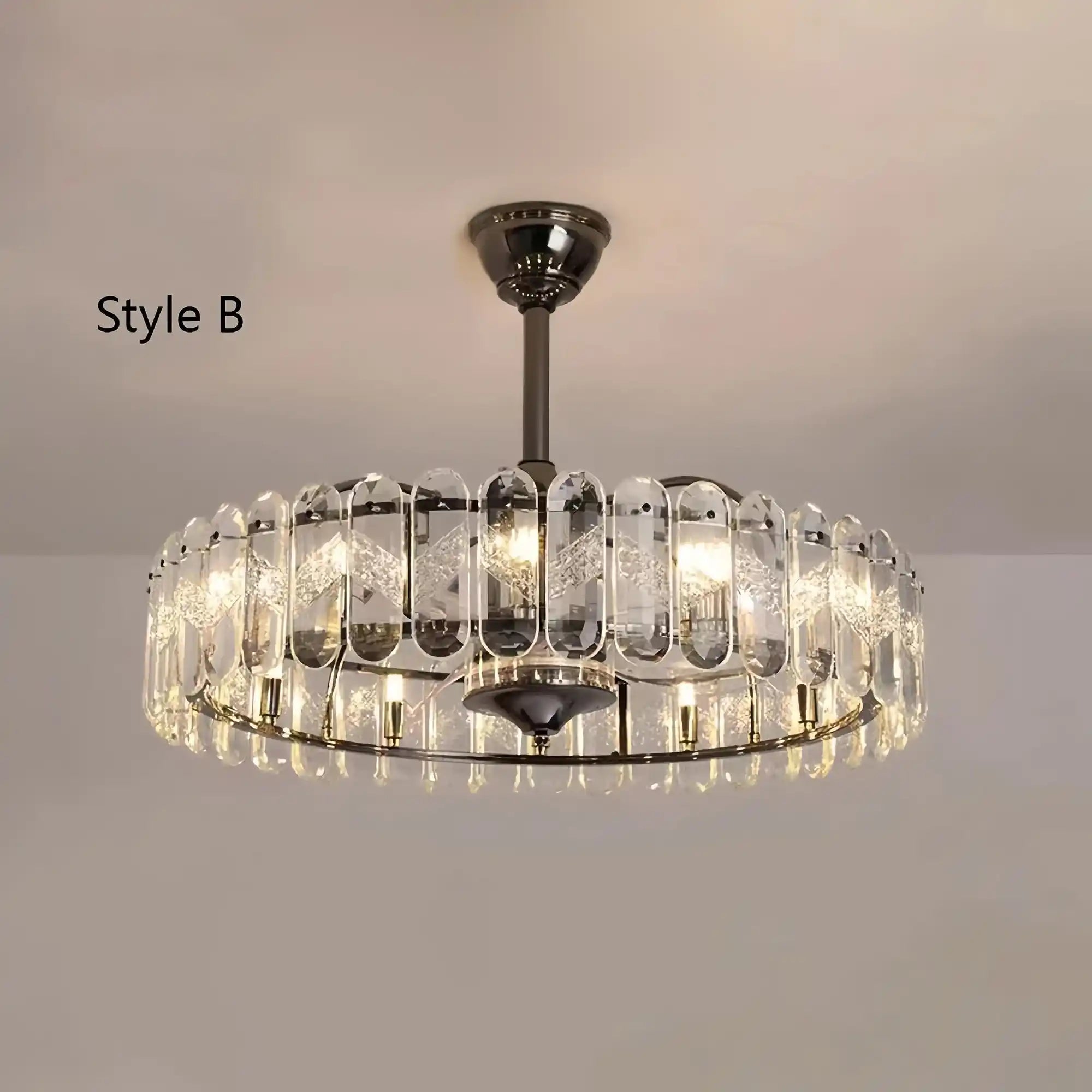 HA New Modern Invisible Fan Light Candle Crystal Chandelier