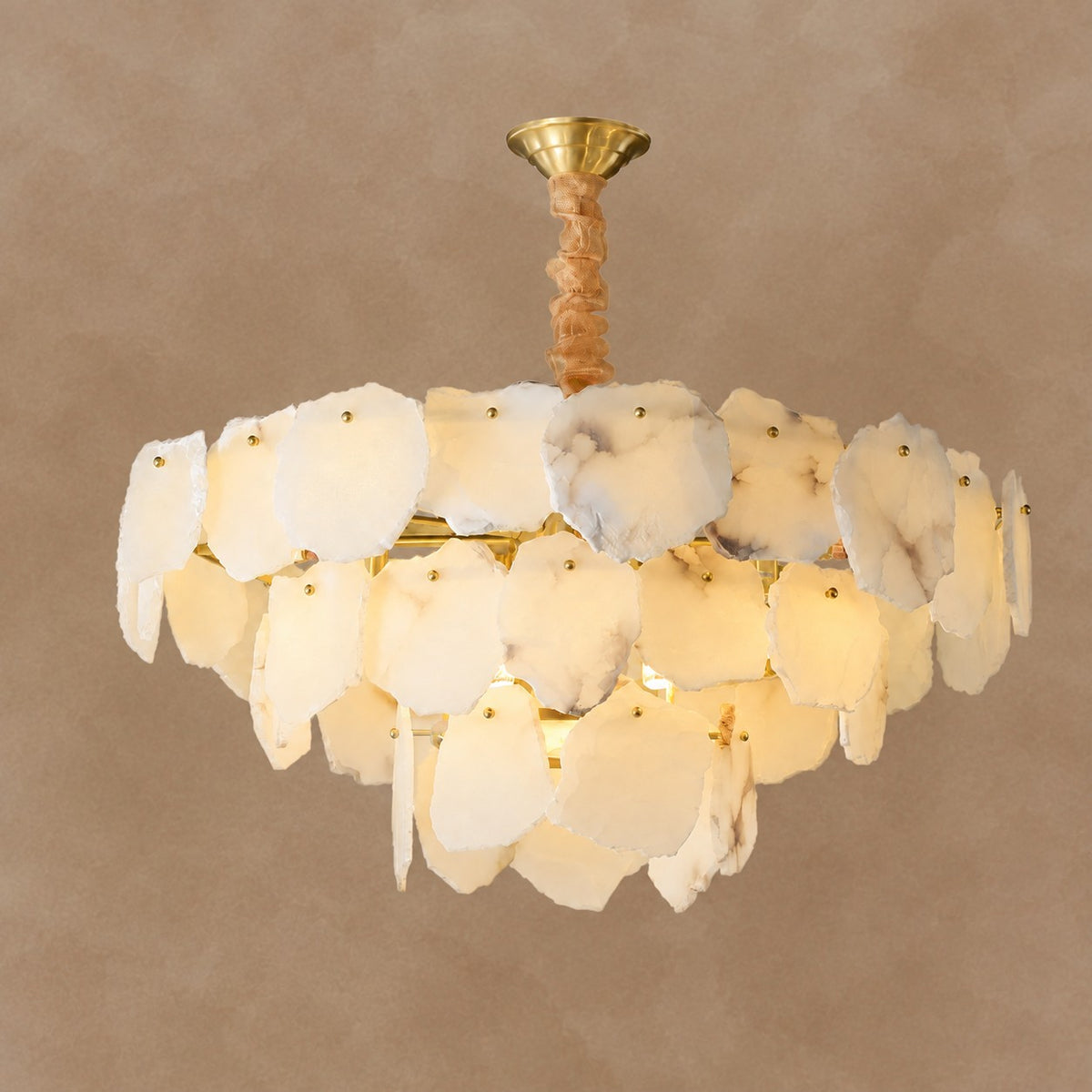 Celestara Spanish Alabaster French Art Deco Chandelier 17.7" 23.6" 31.5"