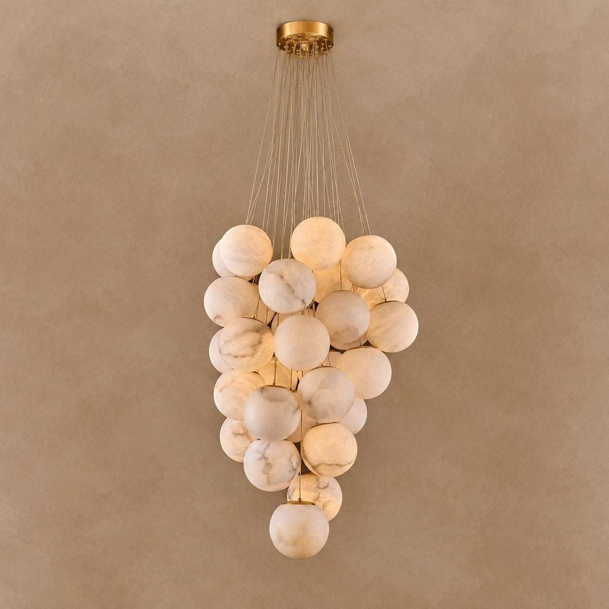 Cluster Alabaster Globe Chandelier 12.9"-39.4"