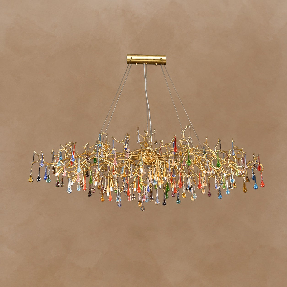 Colorful Raindrop Brass Branch Chandelier 39.4" 49.2" 59.1"