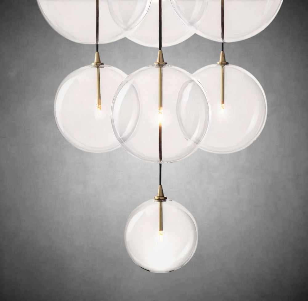 Glass Glober Cluster Chandelier 44''